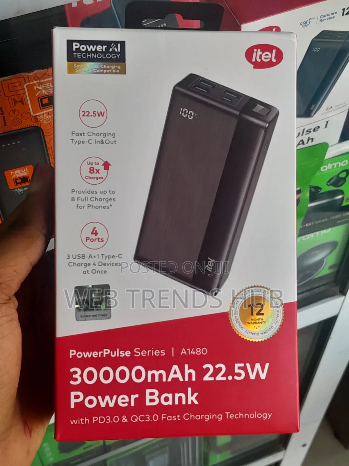 Itel 30000mAh 22.5W Fast Charging Power Bank (PowerPulse A1480)