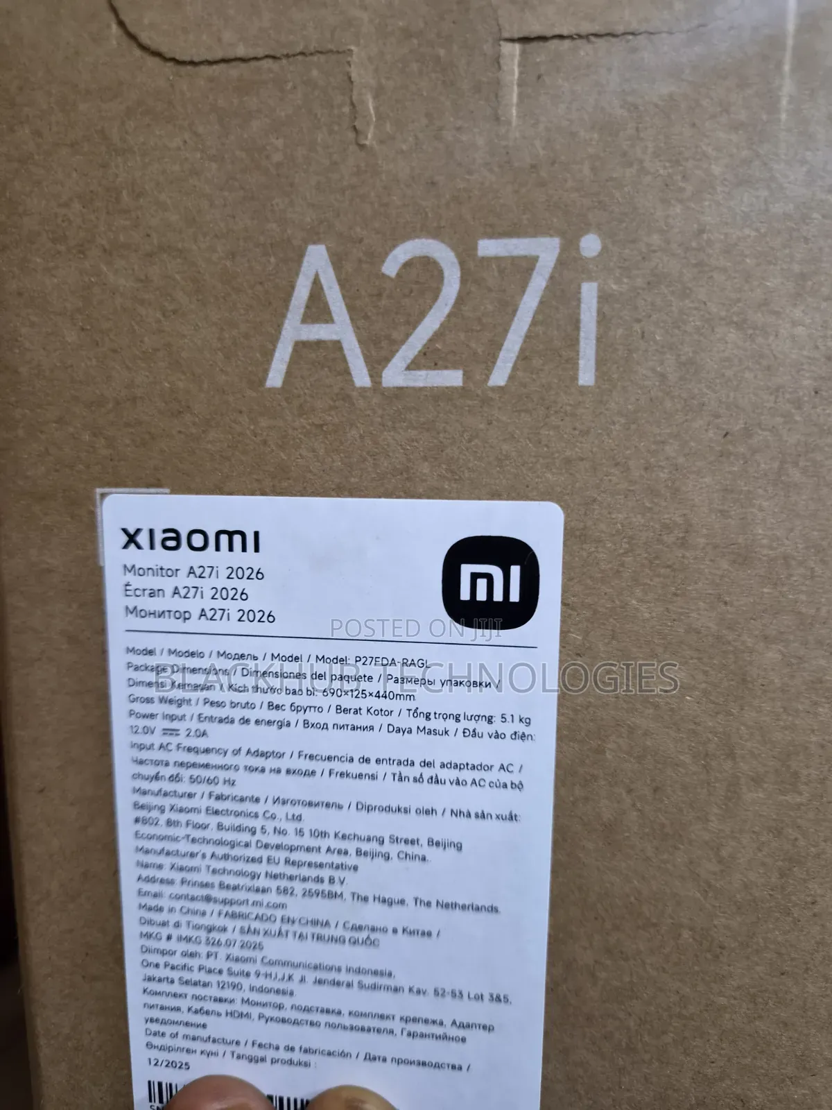 Xiaomi Monitor A27i 2026, FHD, 144Hz Refresh Rate, AMD Freesync