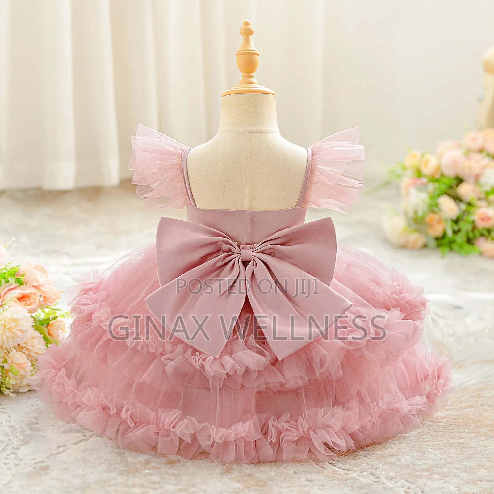 Baby Girl Princess Dress With Bow and Ruffles (0-12 Months)