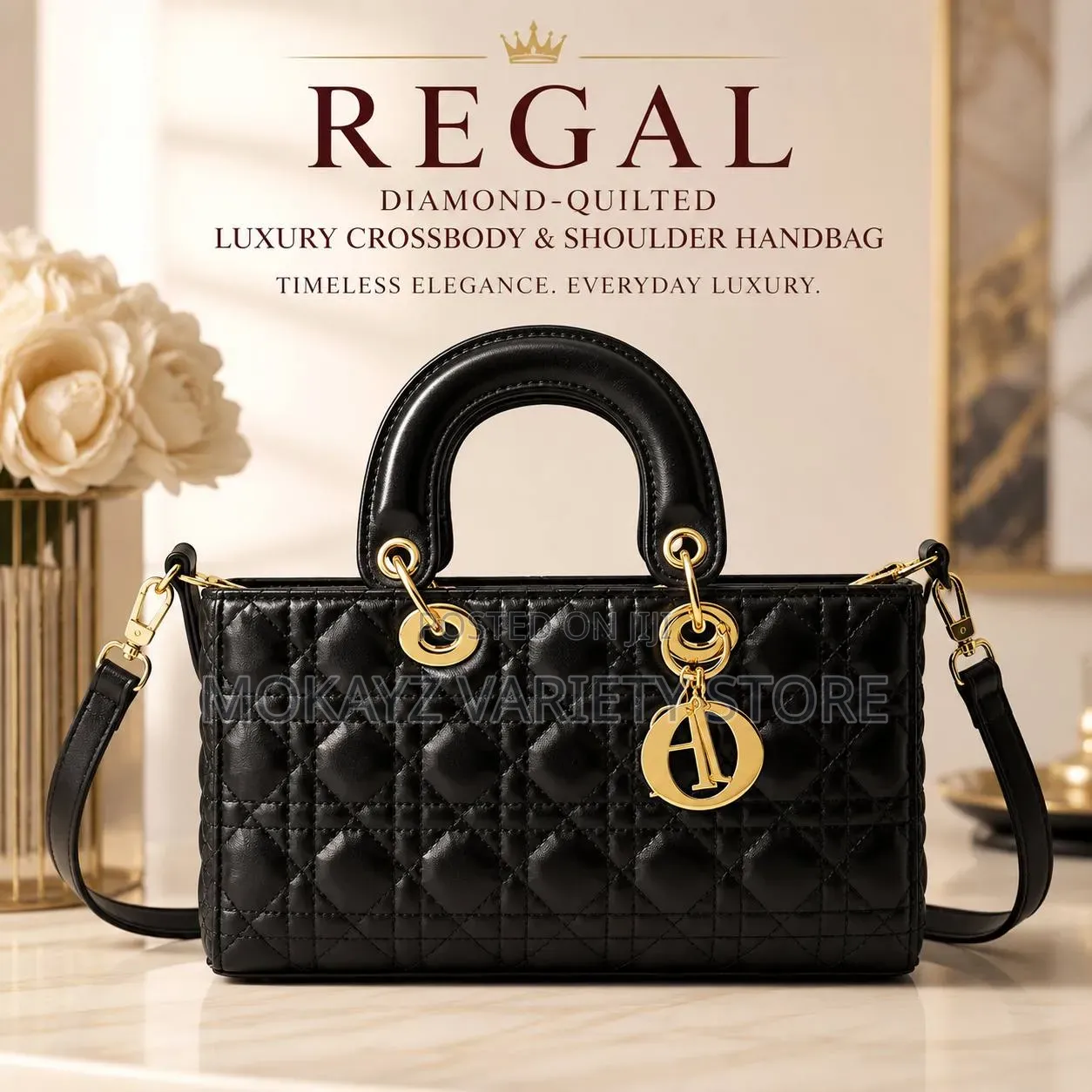 Regal Diamond-Quilted Luxury Crossbody & Shoulder Handbag