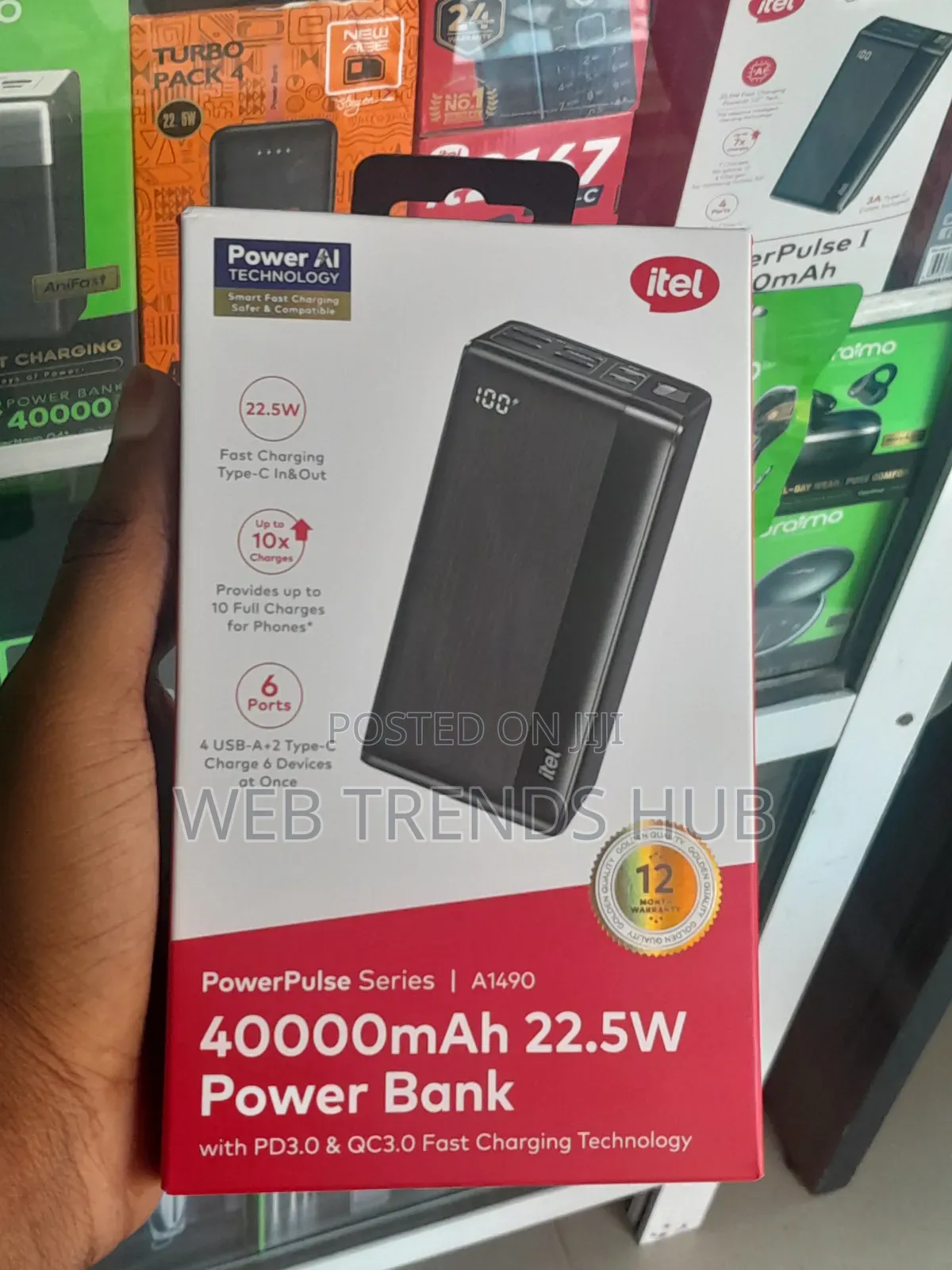 Itel 40000mAh 22.5W Fast Charging Power Bank (PowerPulse A1490)