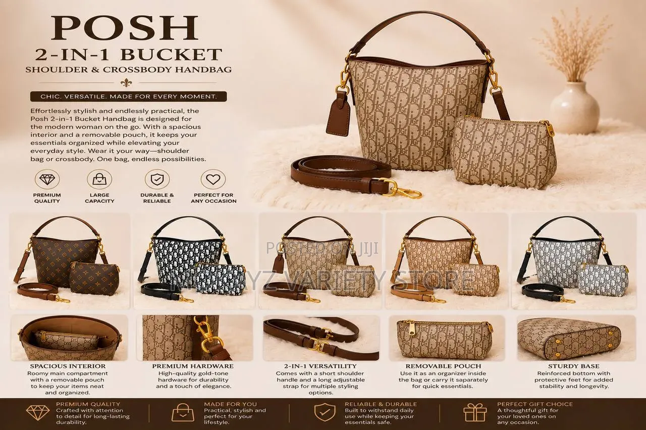 Posh 2-in-1 Bucket Shoulder & Crossbody Handbag