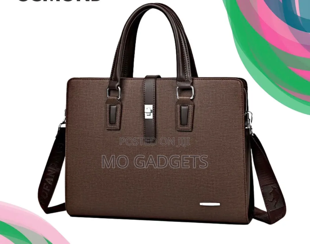 Premium Men’s Leather Briefcase / Executive Laptop Bag Brown/ Black