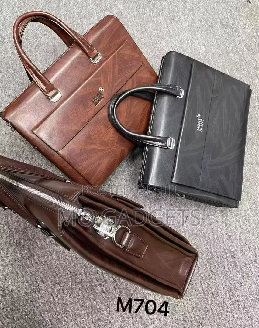 Montblanc Executive Men’s Leather Laptop Briefcase Brown & Met-Black