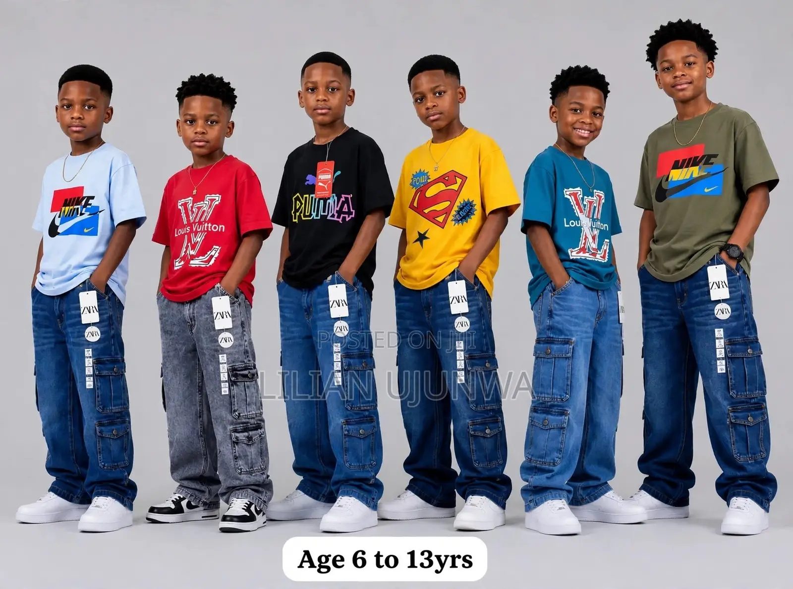 ZARA Boys Cargo Jeans - Age 6 to 13yrs - Top Quality