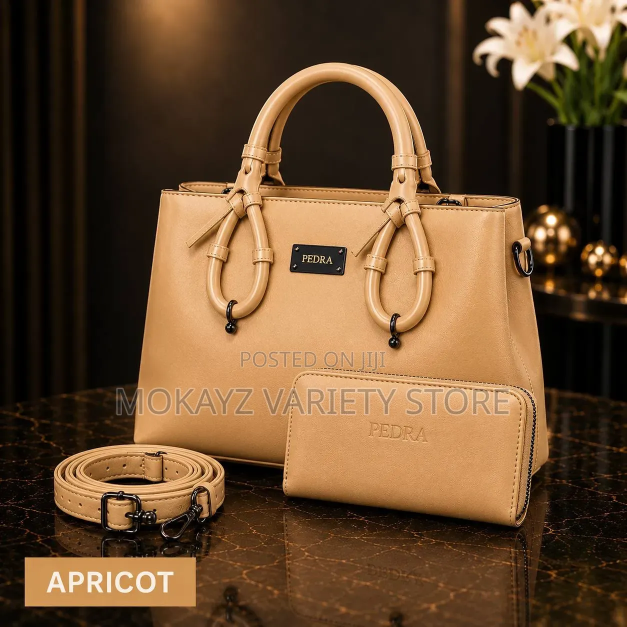 Pedra 2-in-1 Quality Ladies Glossy Leather Hand Bag