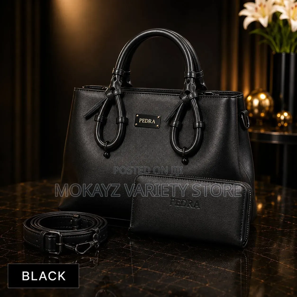 Pedra 2-in-1 Quality Ladies Glossy Leather Hand Bag