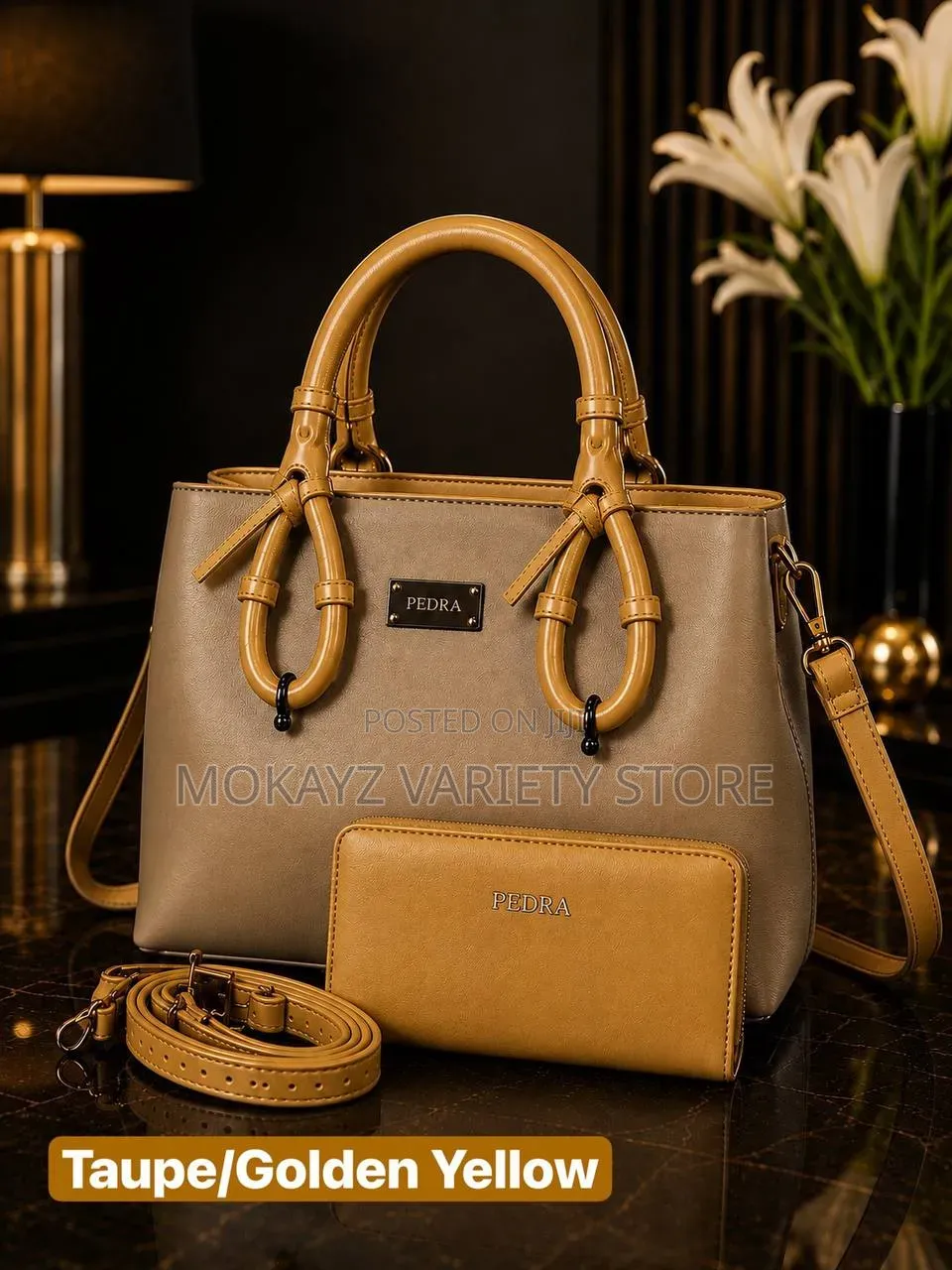 Pedra 2-in-1 Quality Ladies Glossy Leather Hand Bag