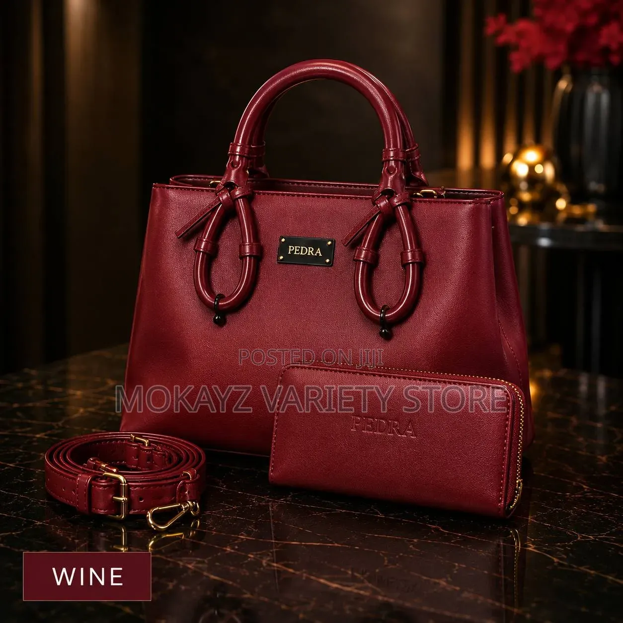 Pedra 2-in-1 Quality Ladies Glossy Leather Hand Bag