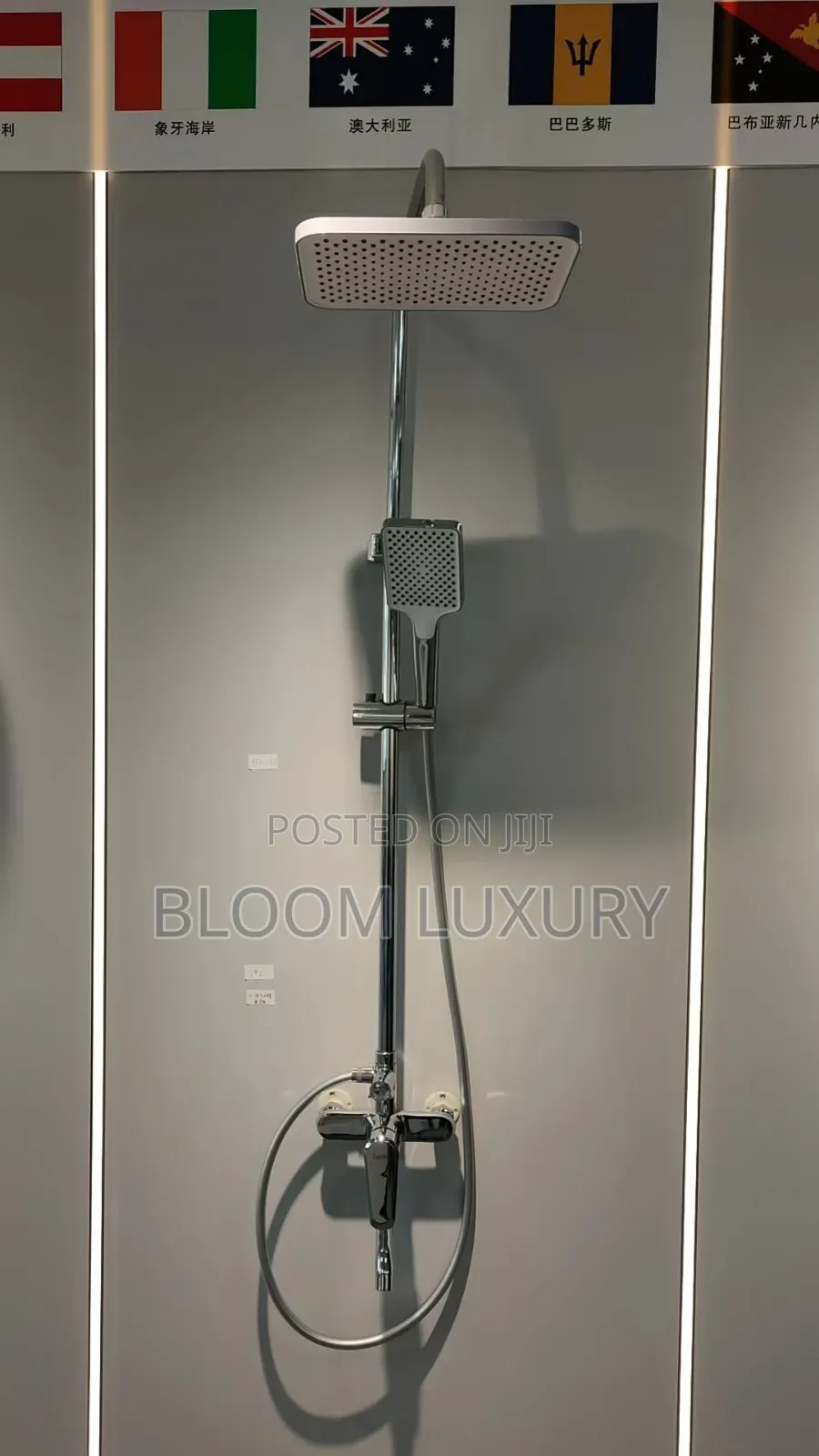 Chrome and Black Surface Bathroom Shower
