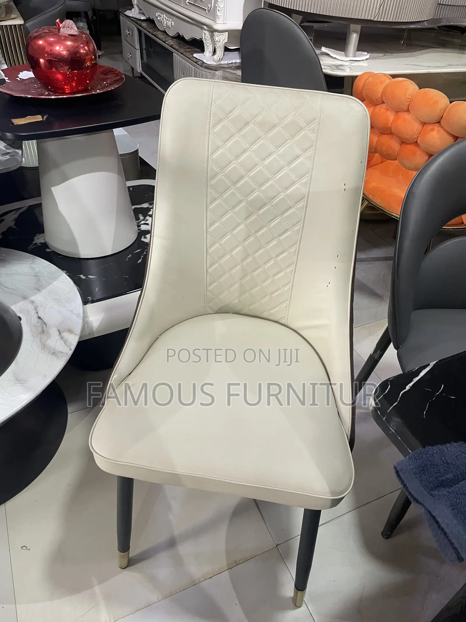 Modern Upholstered Marble Dining Table With 4 Chairs