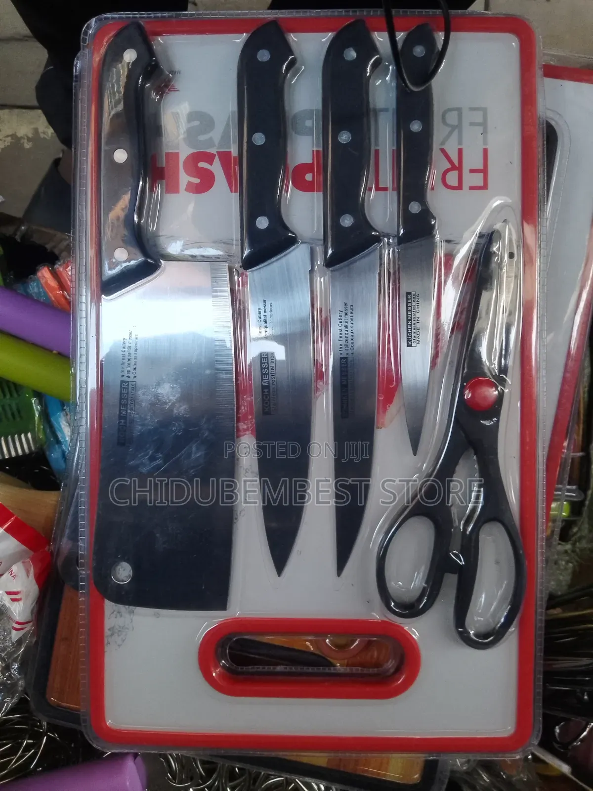 6-Piece Kitchen Knife Set With Cutting Board & Scissors.