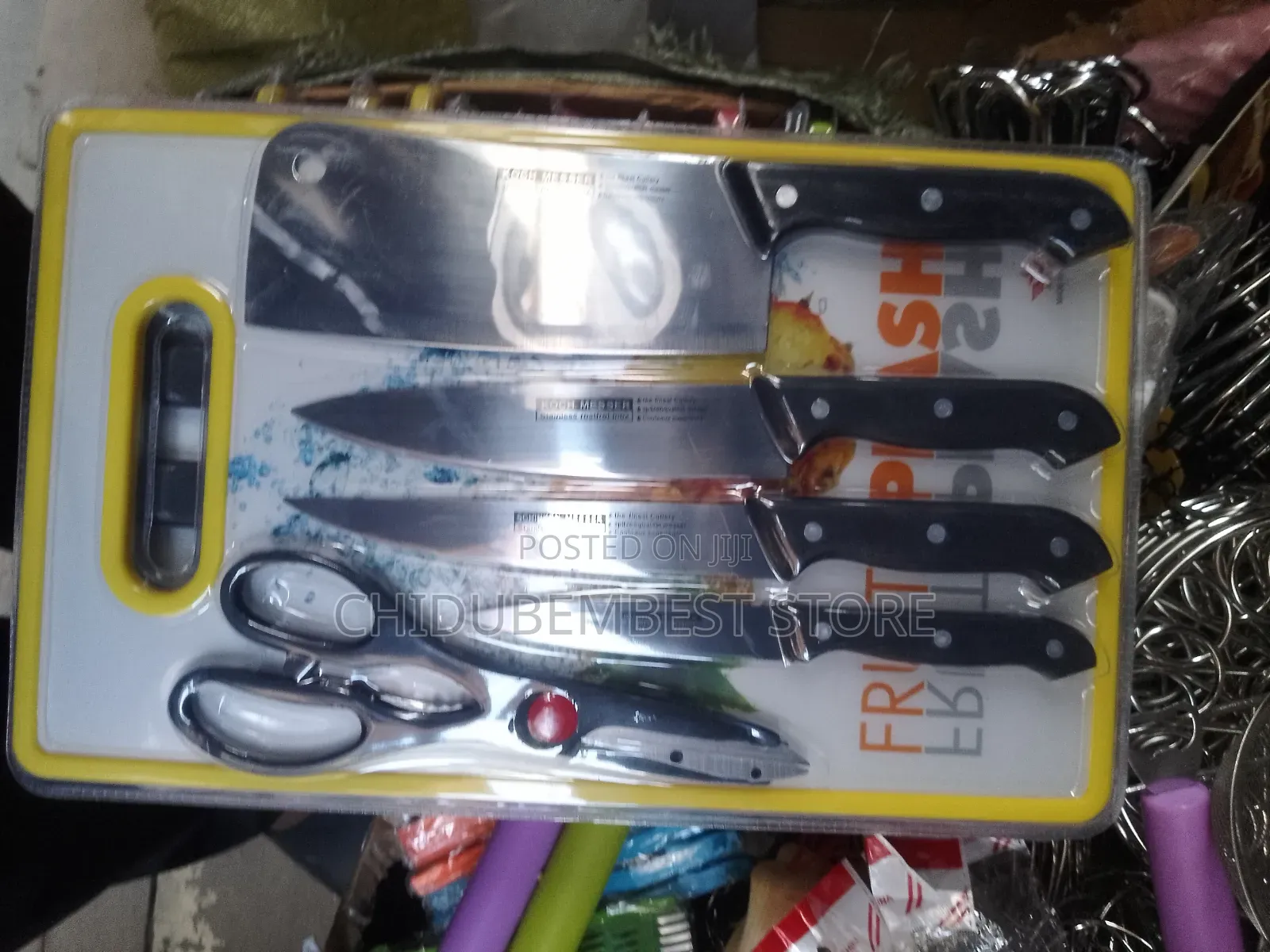 6-Piece Kitchen Knife Set With Cutting Board & Scissors.