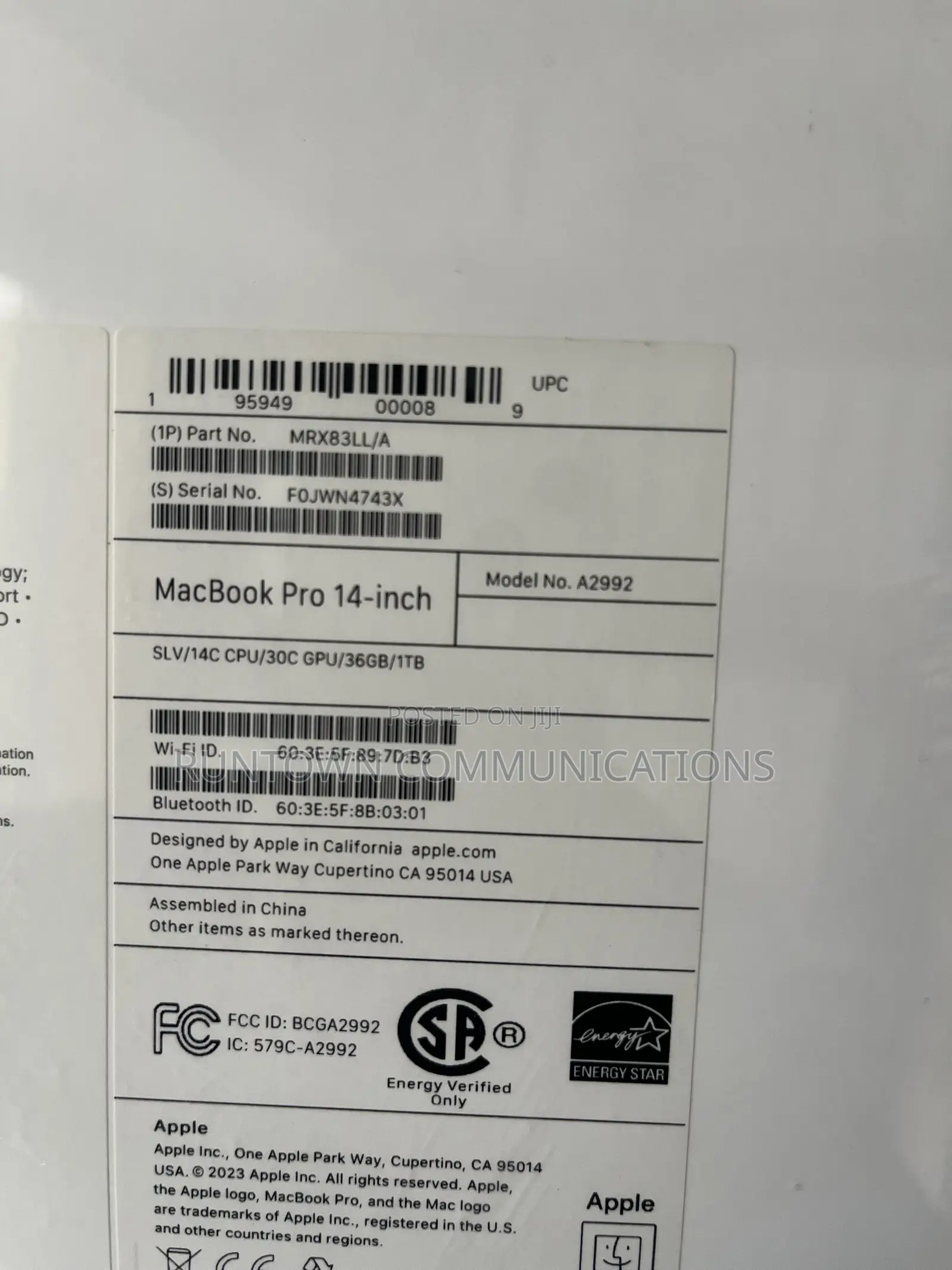 New Laptop Apple MacBook Pro 2024 M3 Max 36GB Apple M3 Max SSD 1T