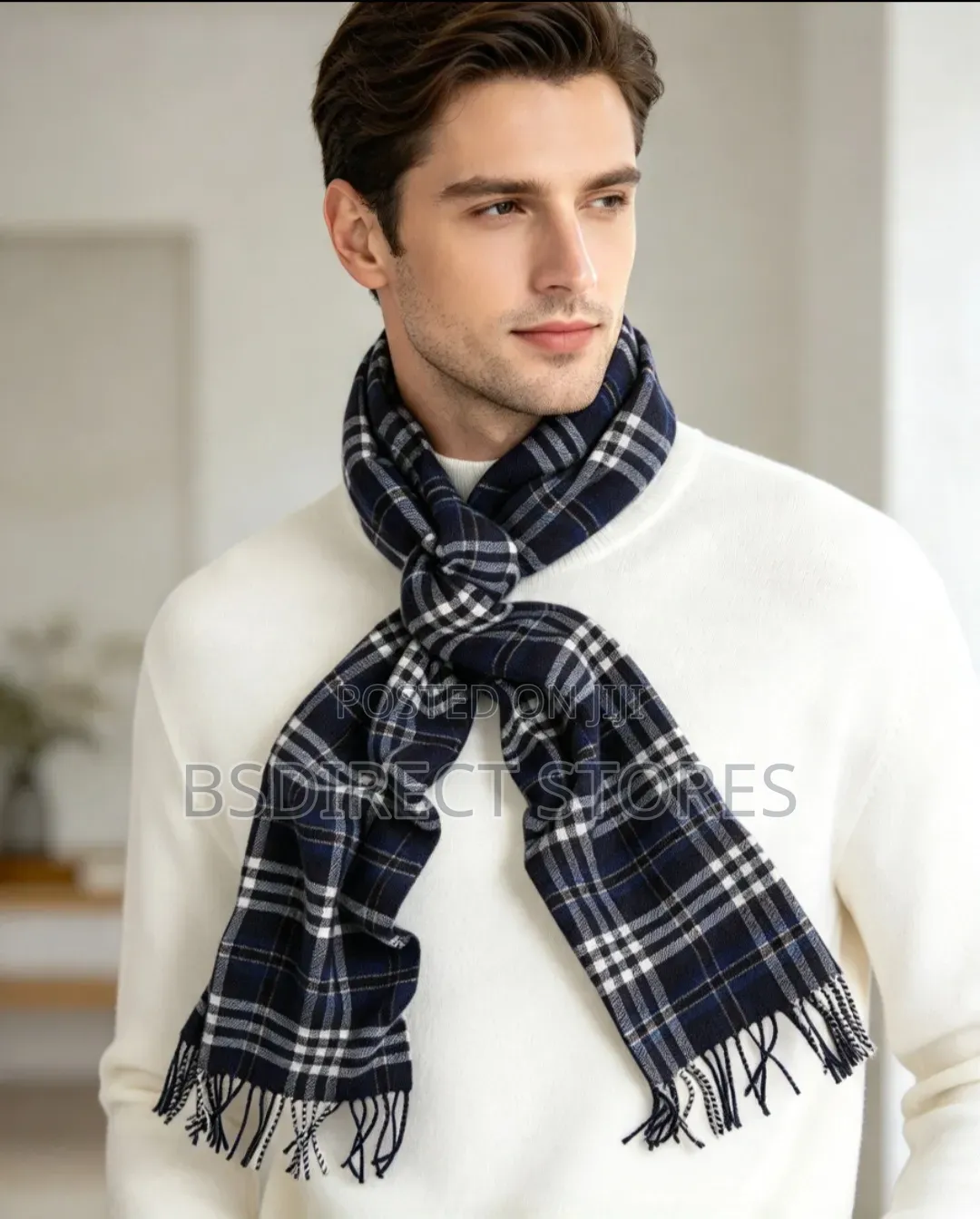 Genuine Gant Luxury Check Twill Scarf Evening Blue