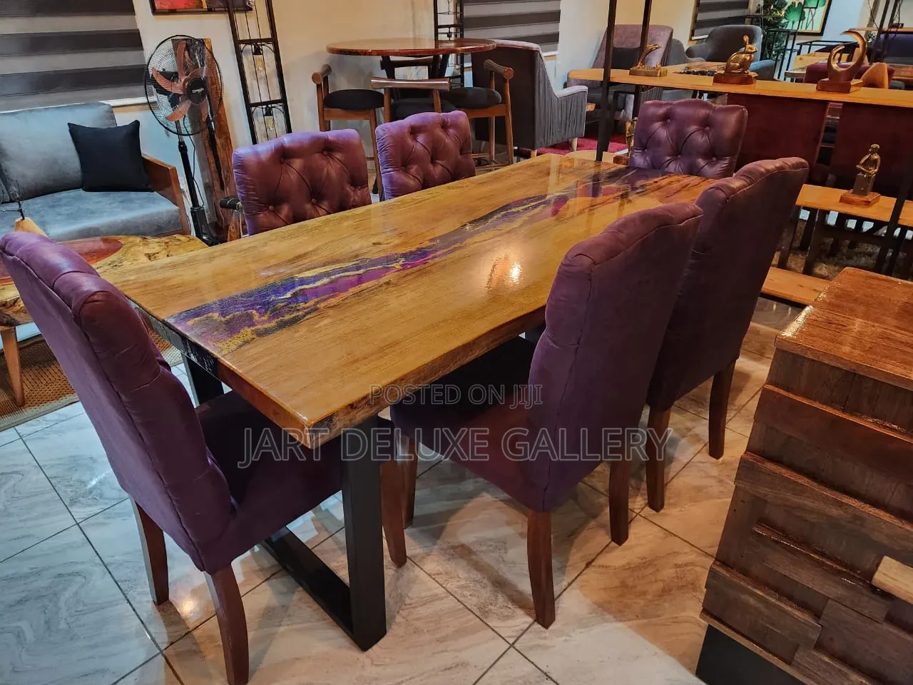 Epoxy Finish 6-Seater Dining Table Set