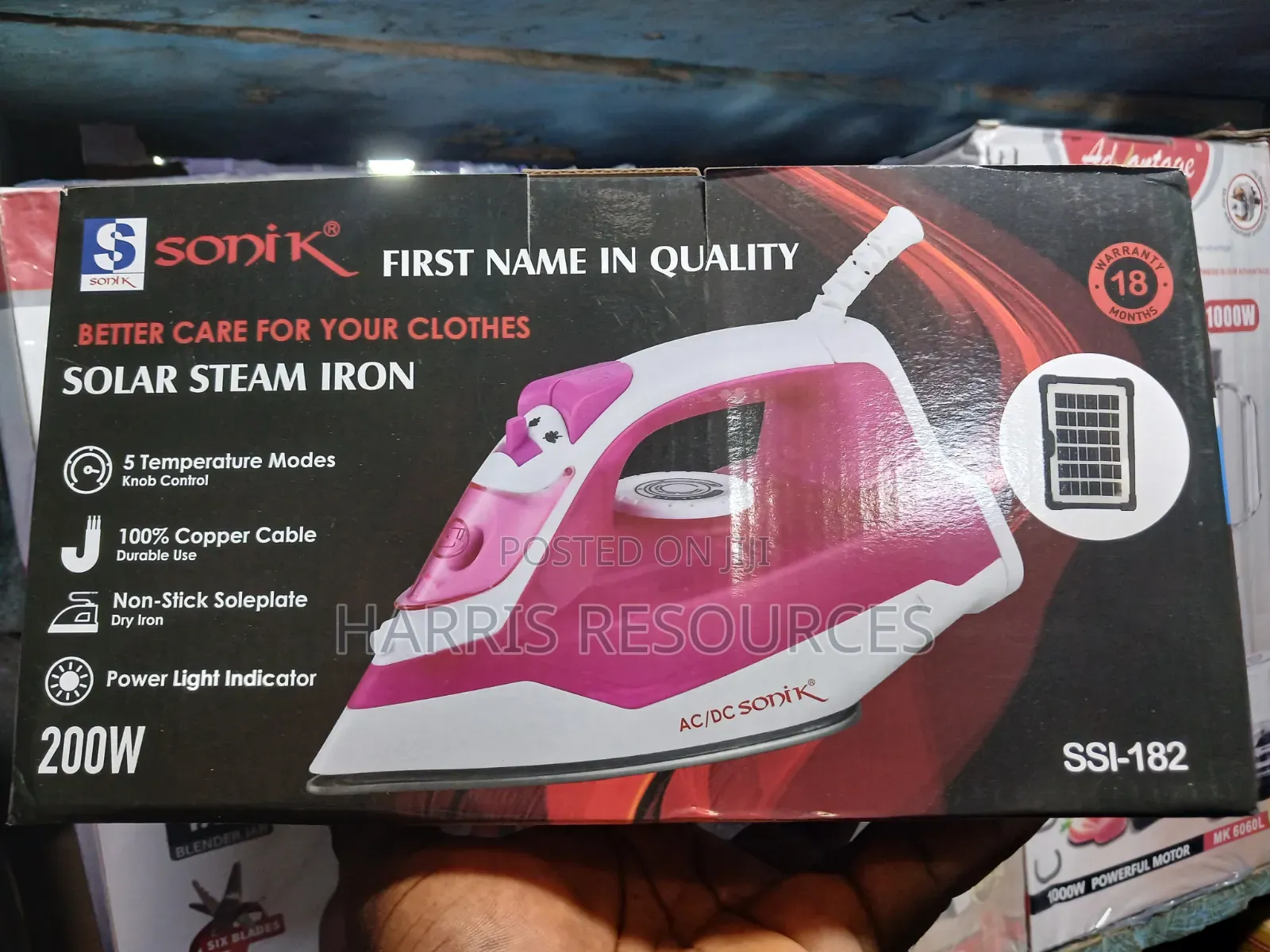 Sonik Solar Steam Pressing Iron- 200 Watts