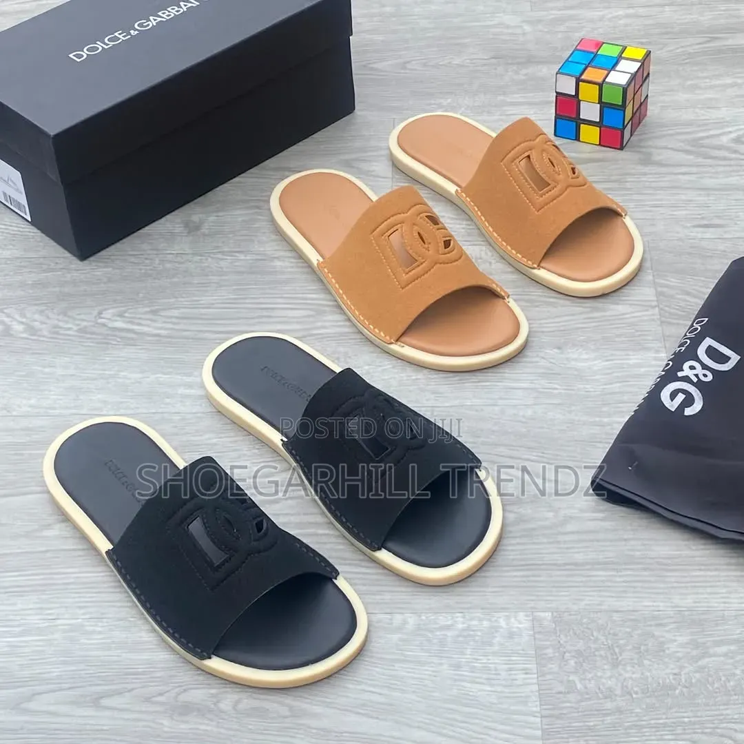Dolce and Gabana Suede Palm Slippers