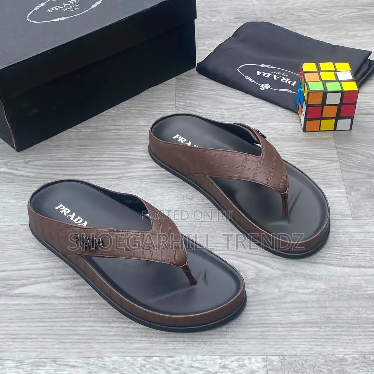 Prada Scissors and Crisscross Mens Palm Slippers