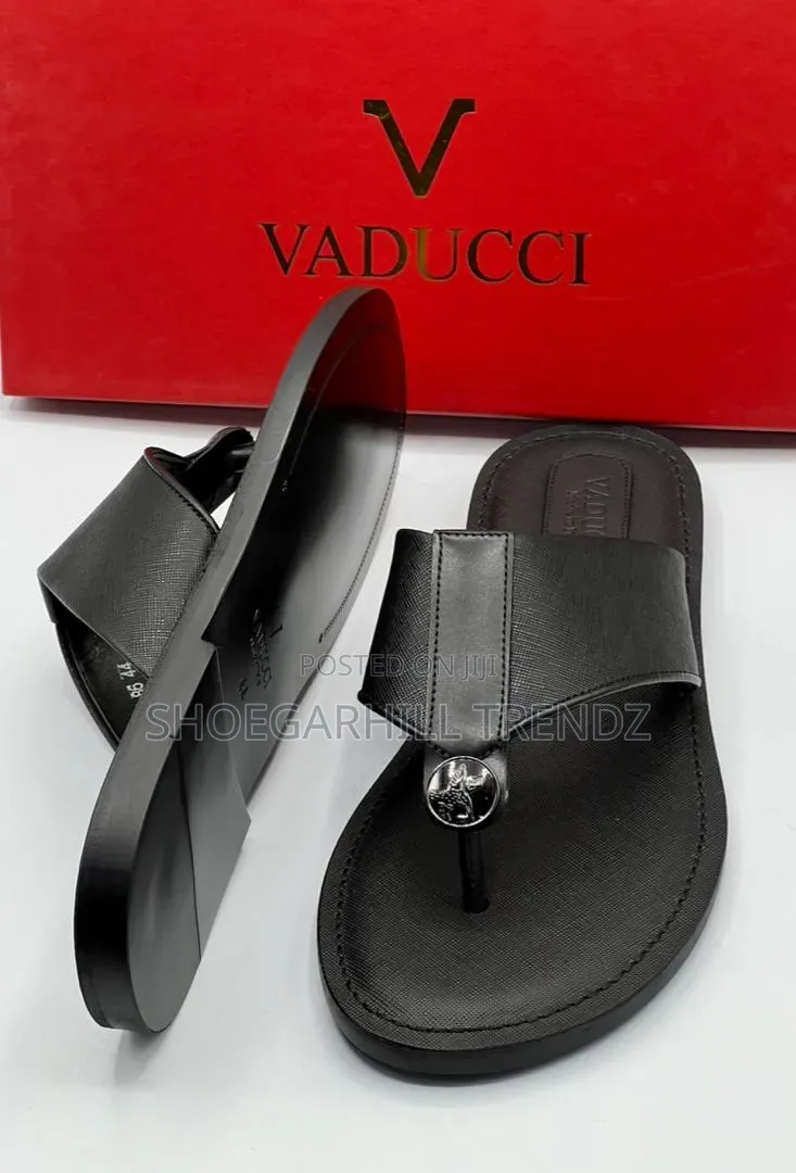 Vaducci Scissors Men Leather Palm Slippers | Comfy and Elegant