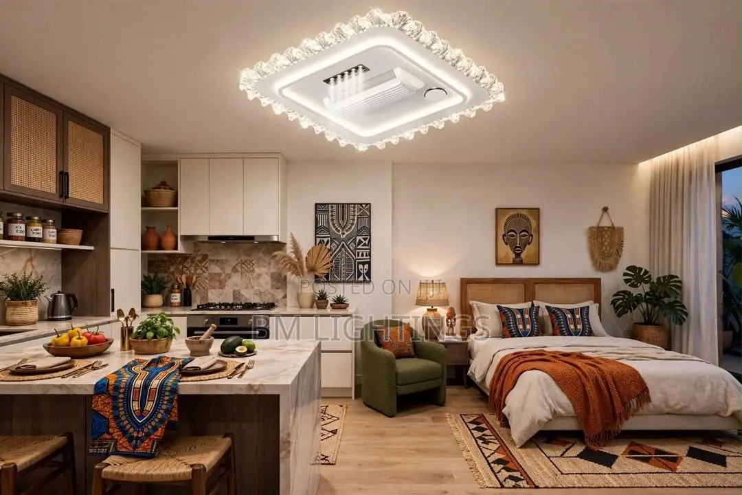 Luxury Crystal Ceiling Light With AC and Bluetooth Speaker