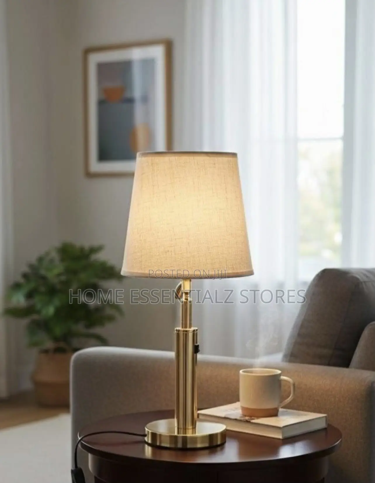Luxury Bedside Lamp With Linen Fabric Shade - Modern Nightstand Lamp