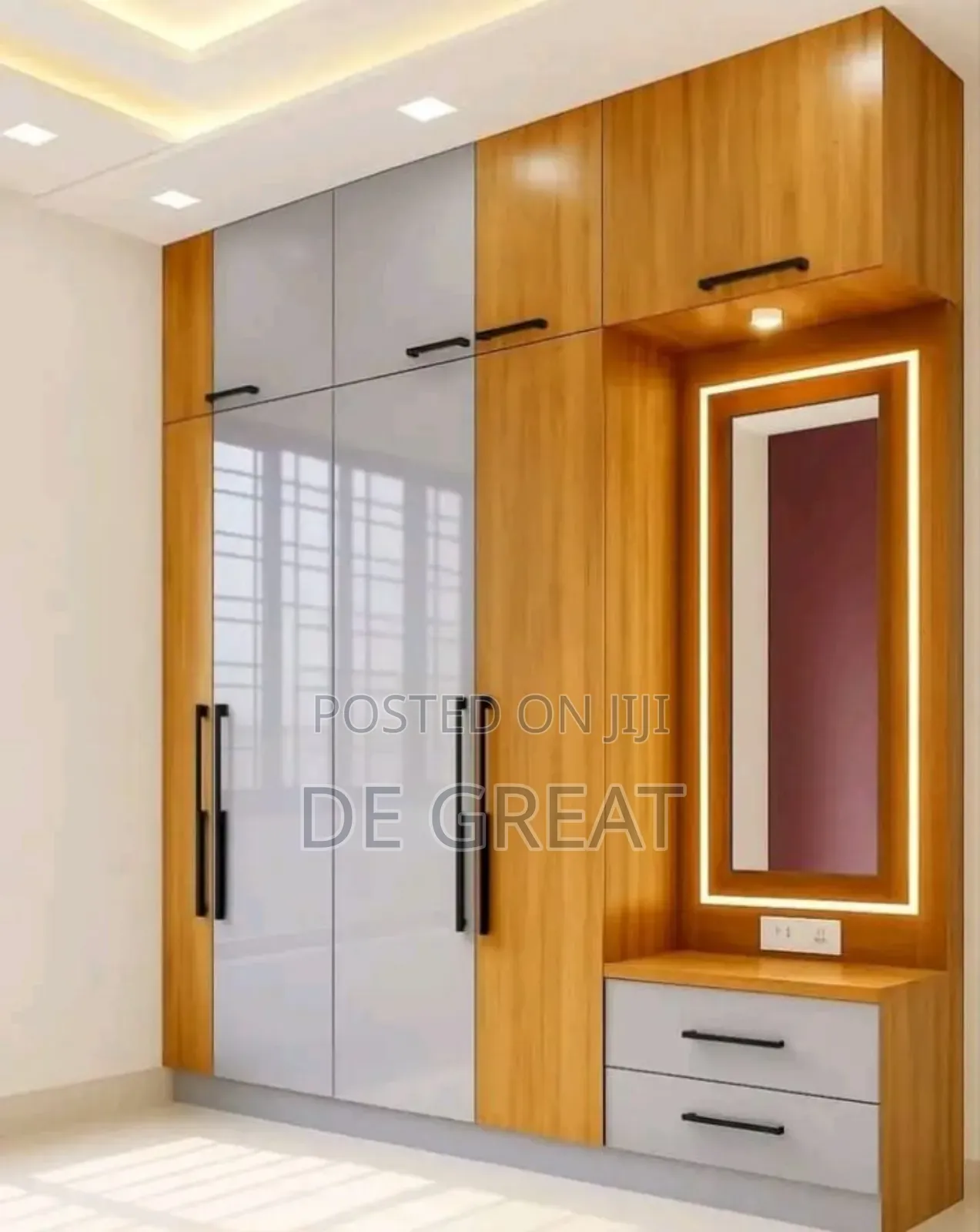 Double Wardrobe Designed With White and Brown Color