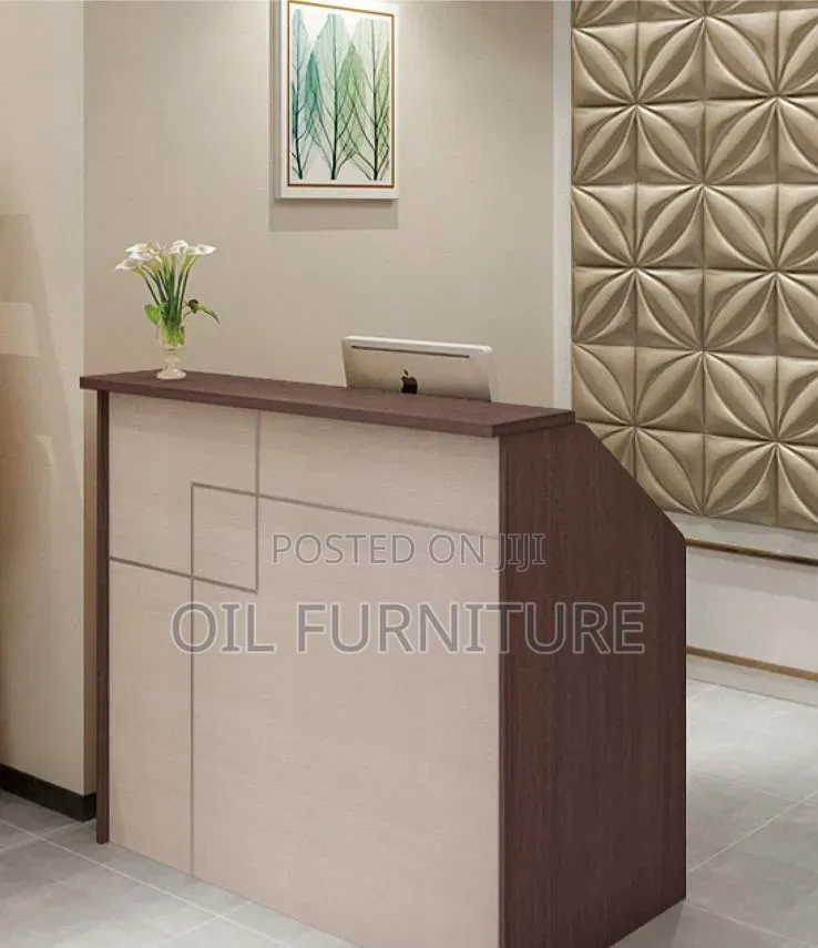 ​Luxury Two-Tone Front Desk Counter – Wooden Reception Desk