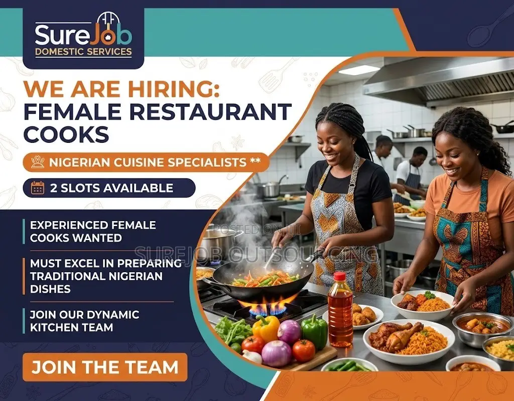 Female Restaurant Cooks (2 Slots - Nigerian Cuisine)