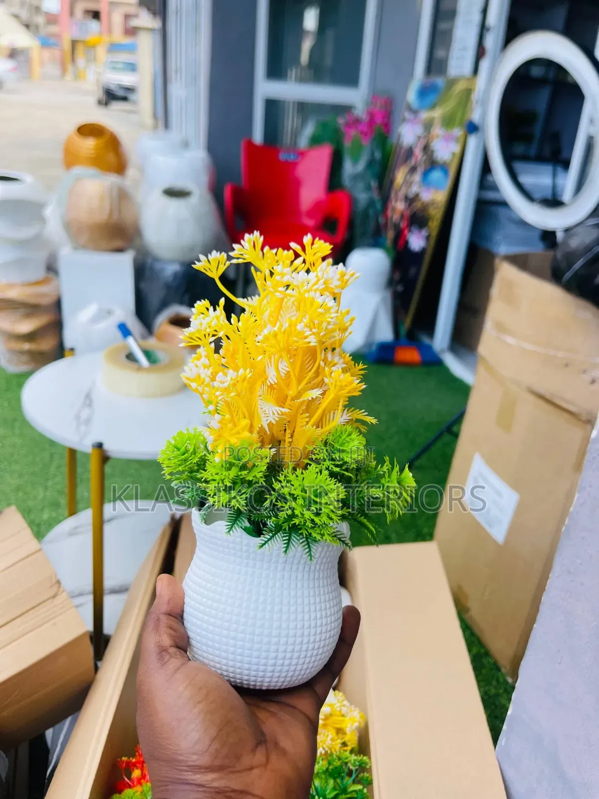 Durable Decorative Artificial Flowers With Pot