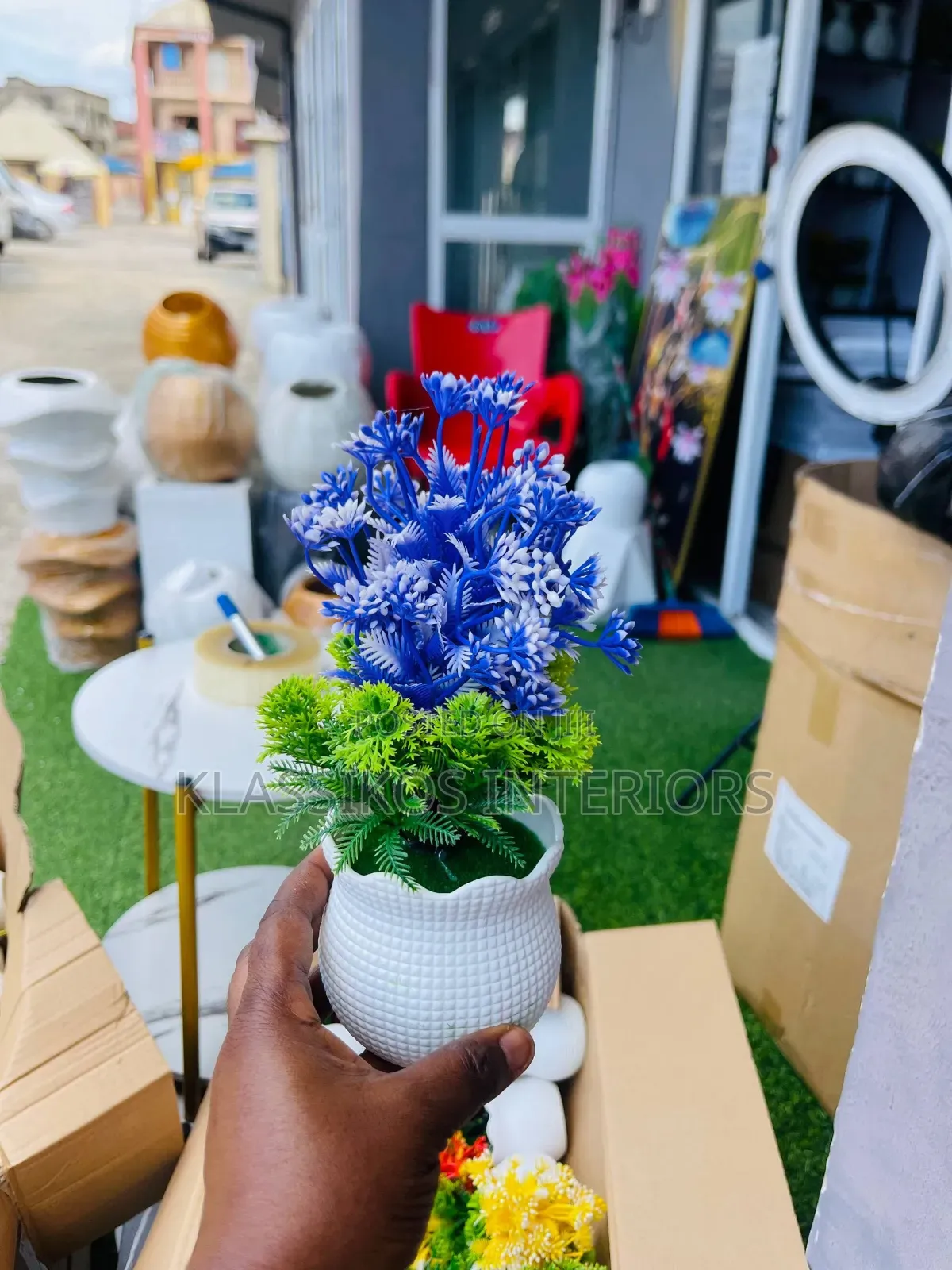 Mini Artificial Flower Pot for TV Stand & Office Tables