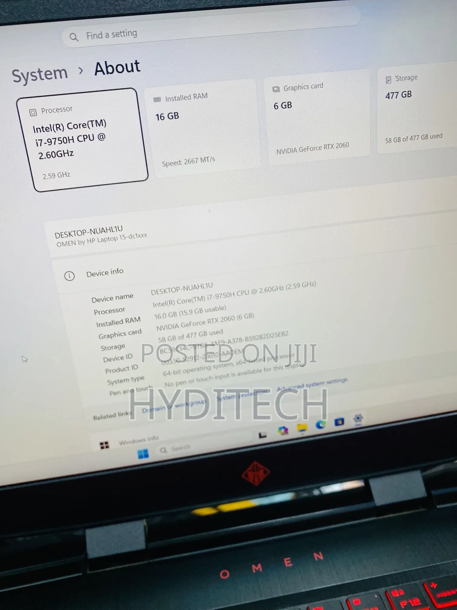 Laptop HP Omen 15 16GB Intel Core i7 SSD 512GB