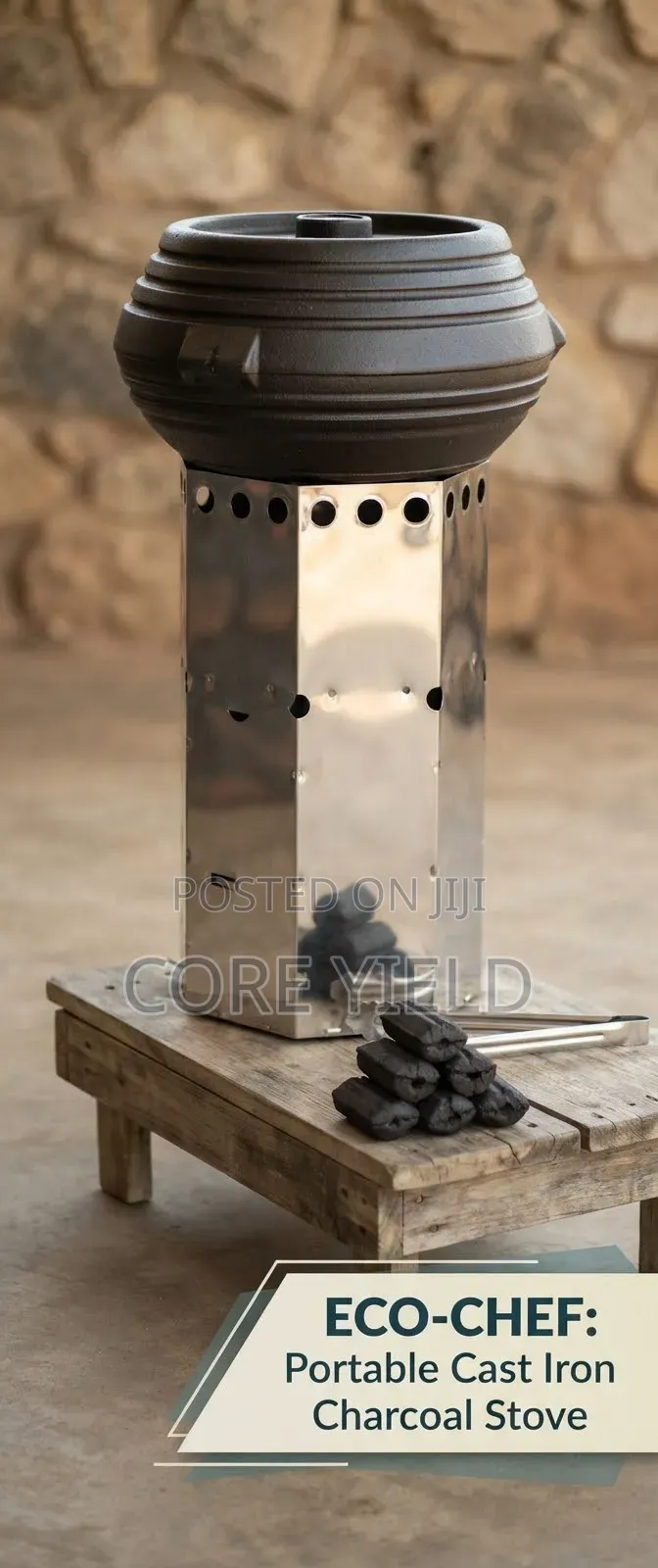 ECO-CHEF Portable Charcoal Stove - Smokeless - Saves 70% Charcoal