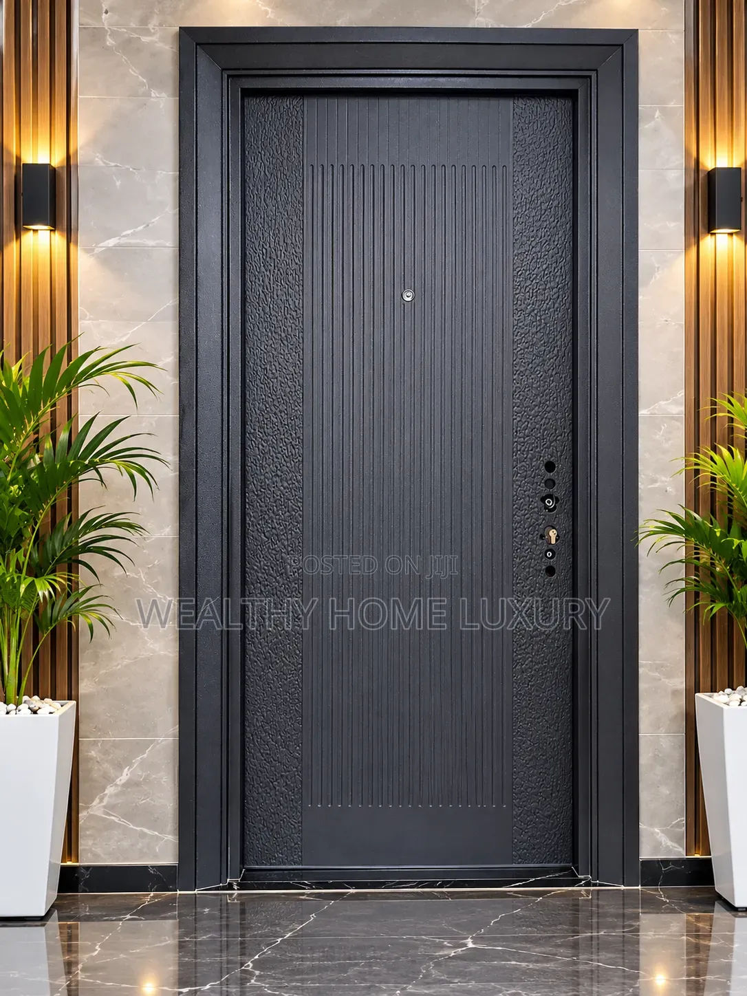 3ft X 7ft Turkish Luxury Armored Security Door (Charcoal Fluted)