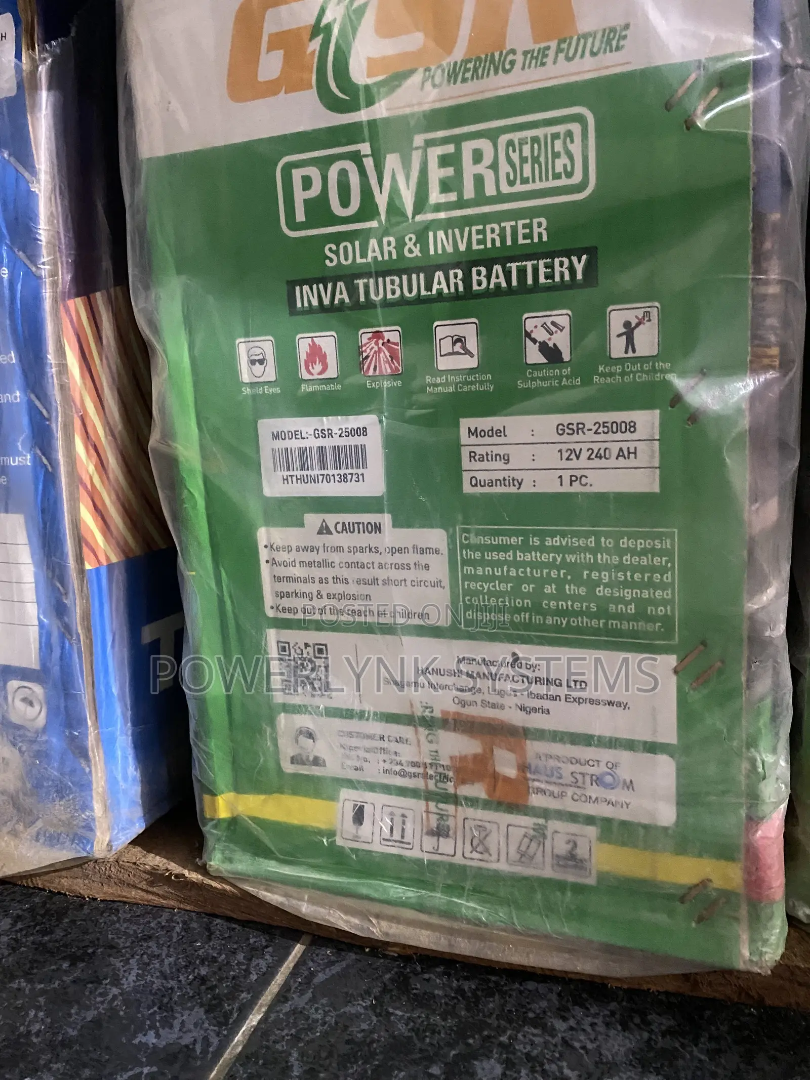 GSR 240A 12V Solar Tubular Battery