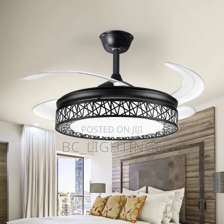 Fan With Lights Retractable Blades Remote Control Modern LEDChandelier