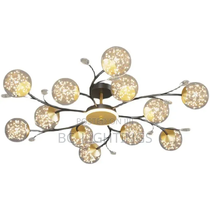 Modern LED Chandelier Ball Semi‐Flush Mount Light for Living Room