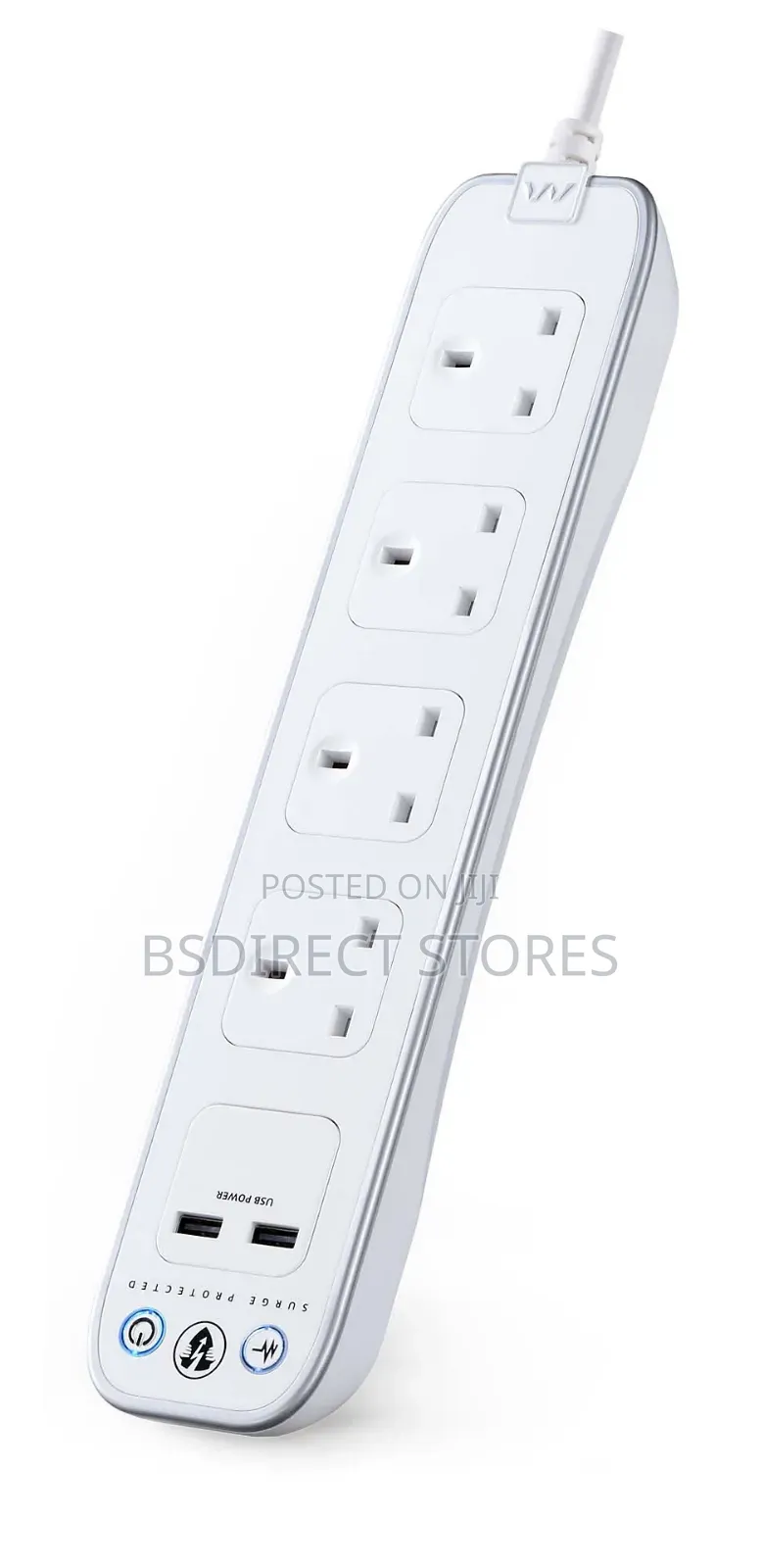 Masterplug WHITE 4 Socket Power Surge Protected Lead With Two USB Port