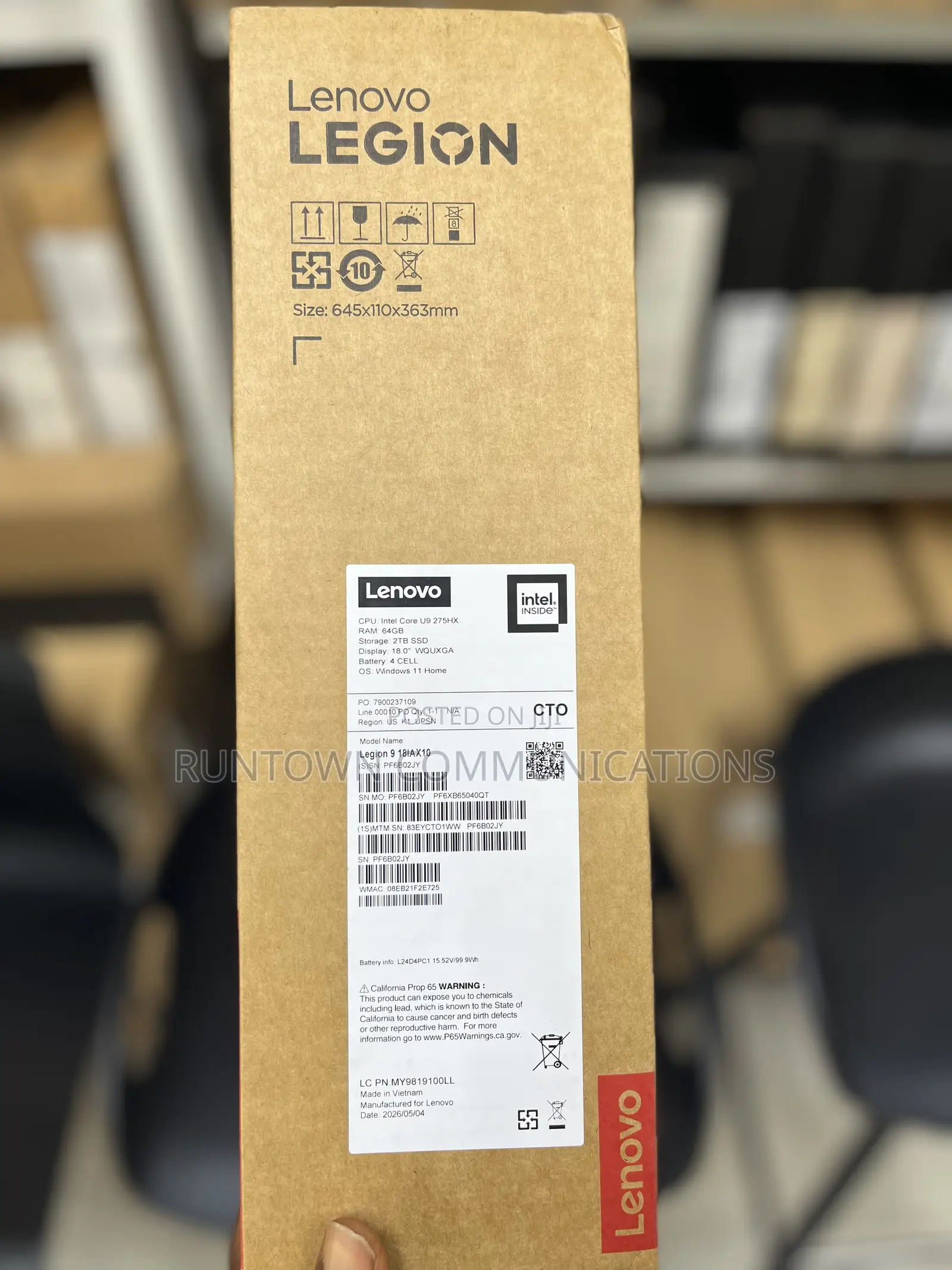 New Laptop Lenovo Legion 9 64GB Intel Core Ultra 9 SSD 2T