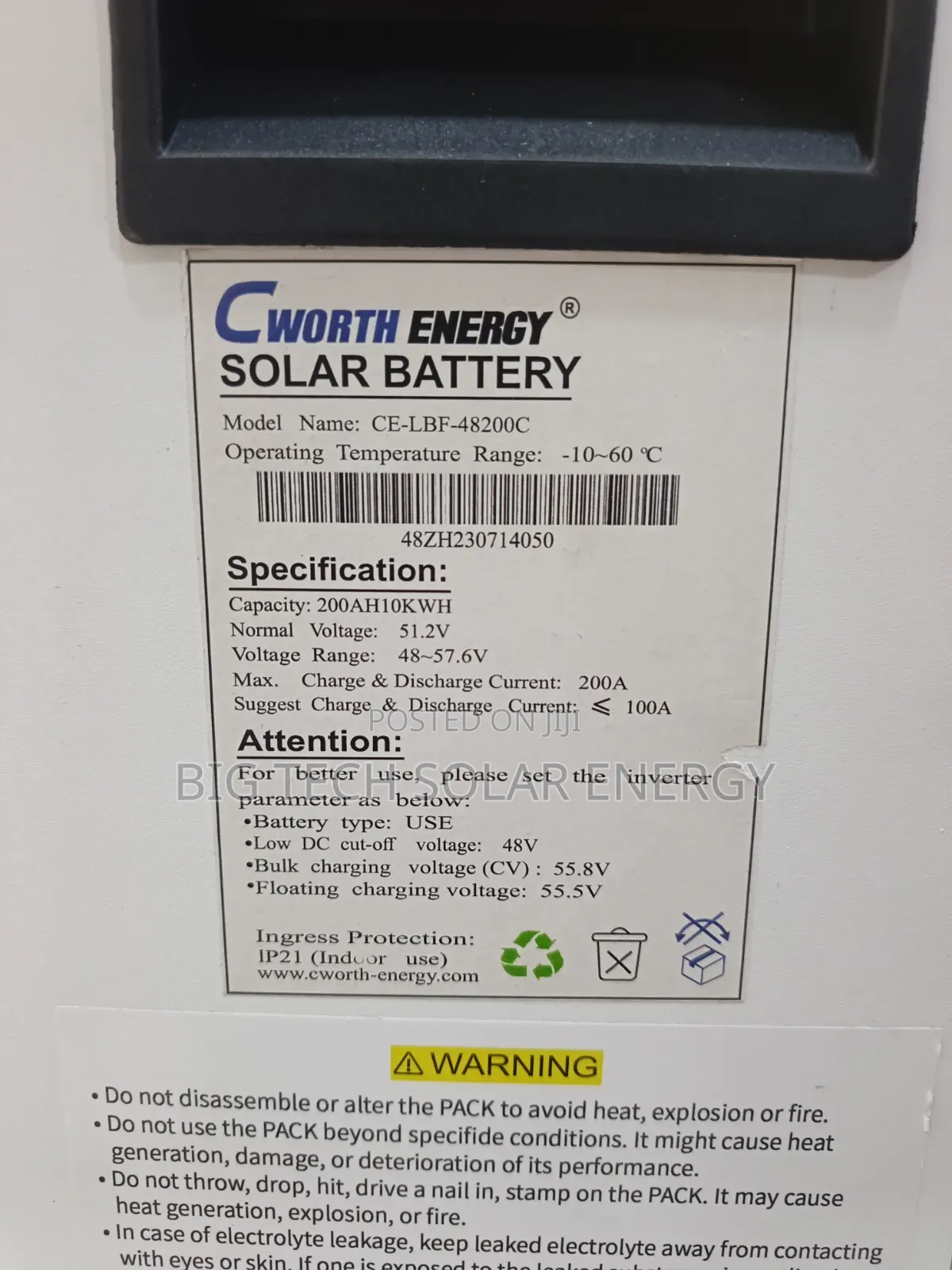 10kwh 48v Cworth Energy Lithium Ion Battery