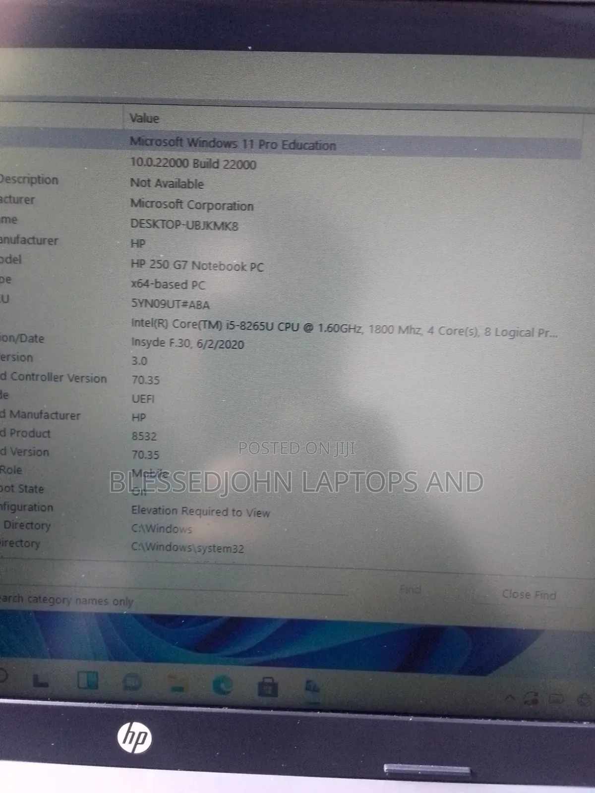 Laptop HP 250 G7 8GB Intel Core i5 SSD 256GB
