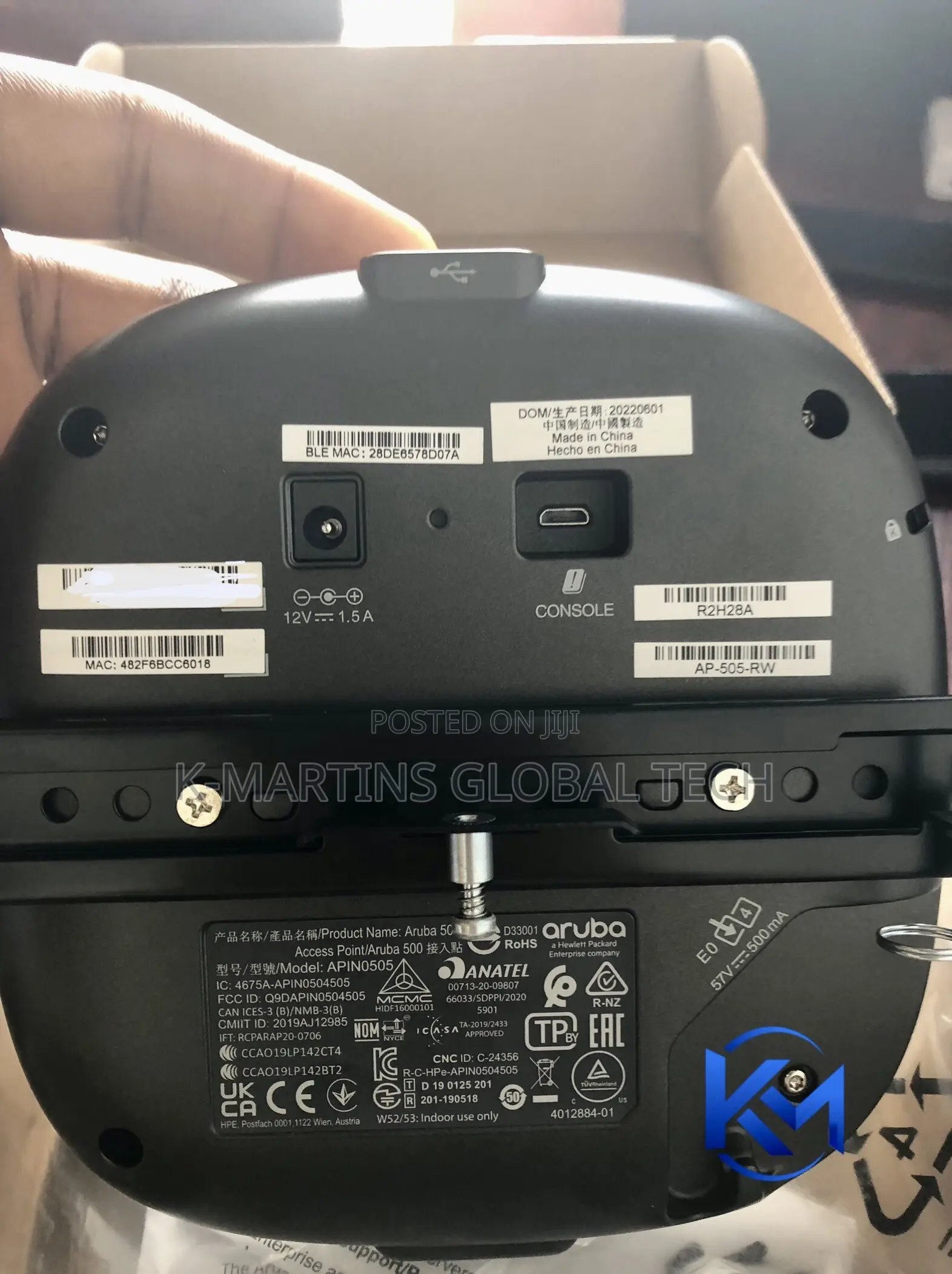 Aruba AP-505-RW Wi-Fi 6 Indoor Gigabit Wireless Access Point