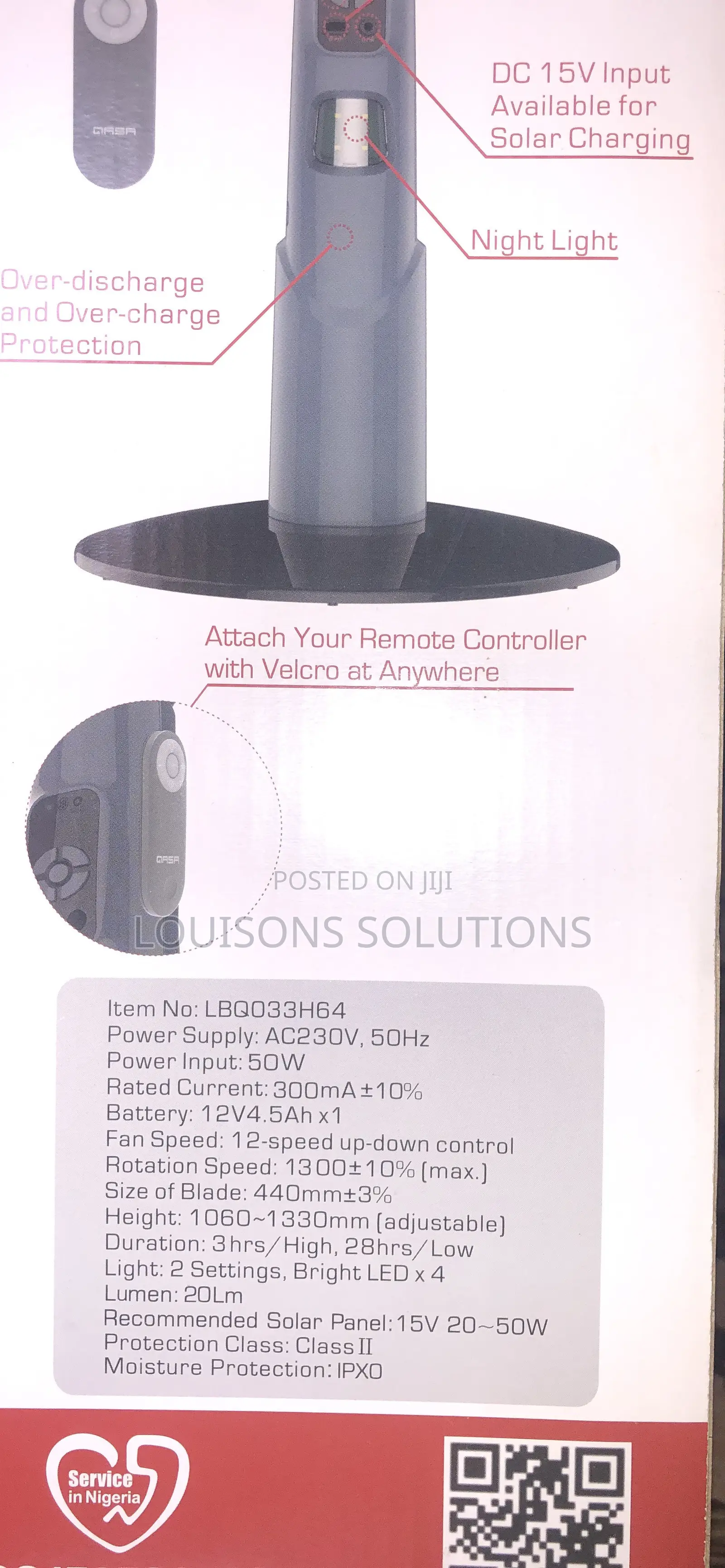 Rechargeable Standing Fan 18”