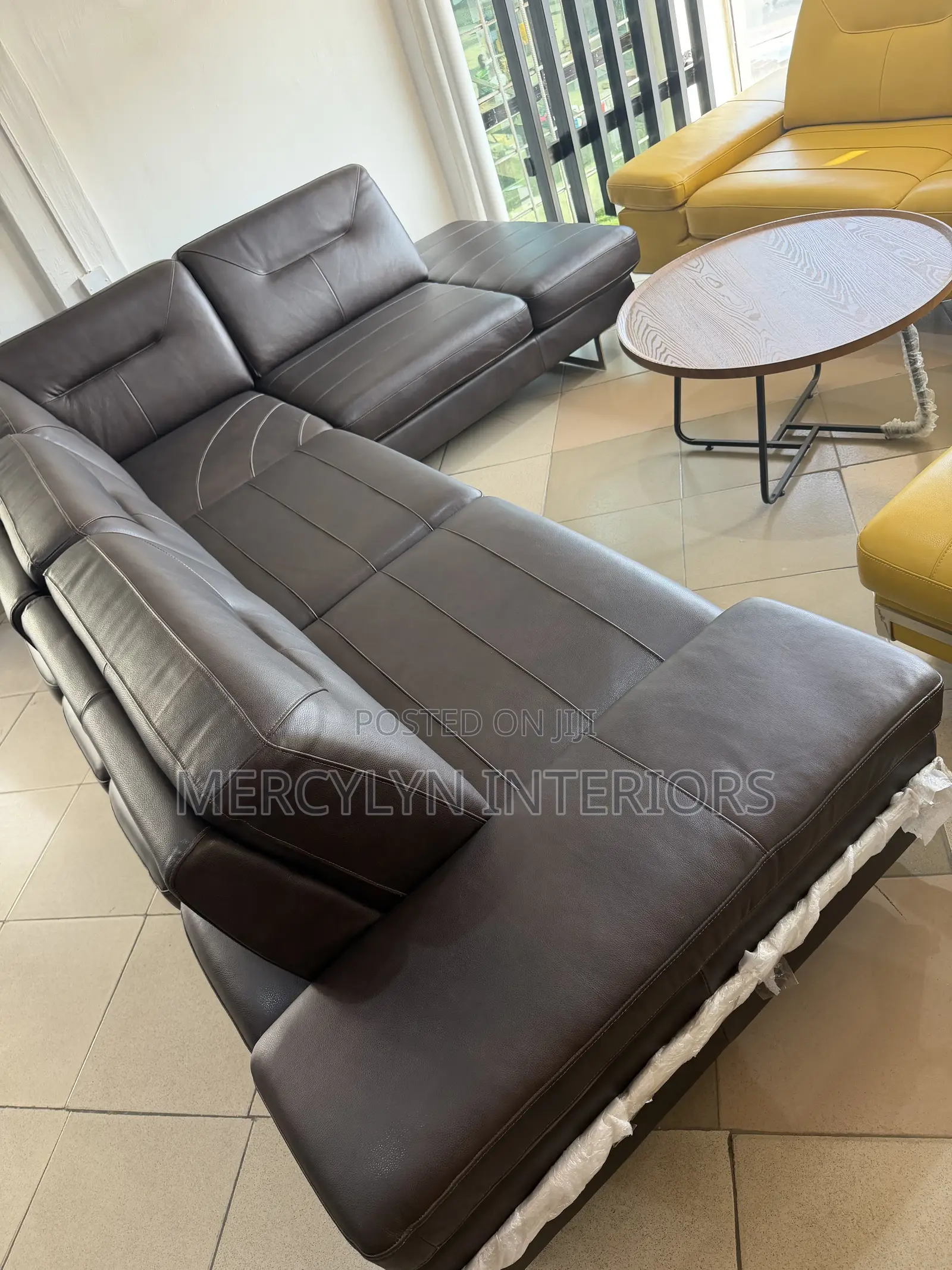 Italian Animal Skin Leather Sectional Sofa