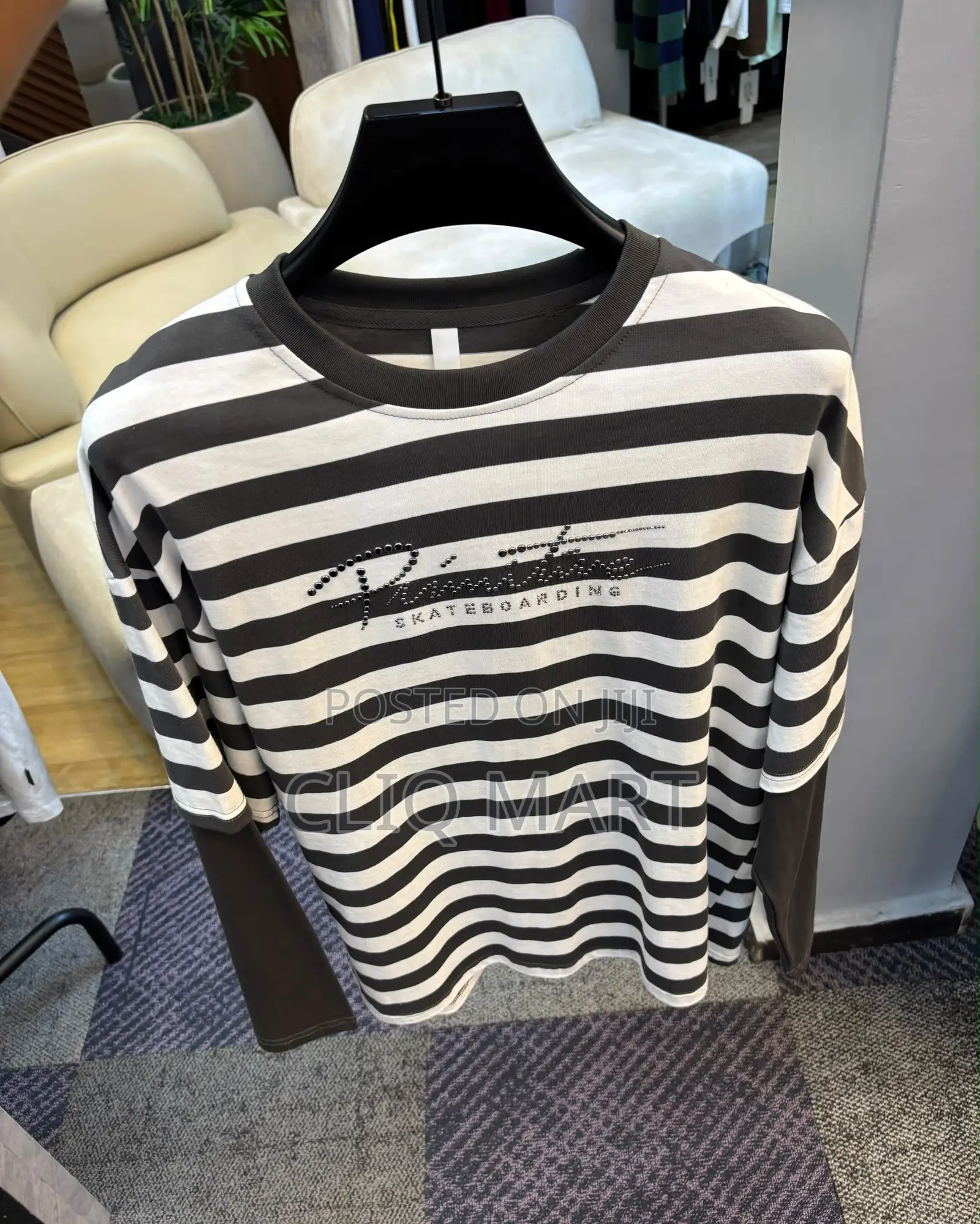 Men’s Striped Long-Sleeve Layered-Effect Tee (Primitive Skateboarding)