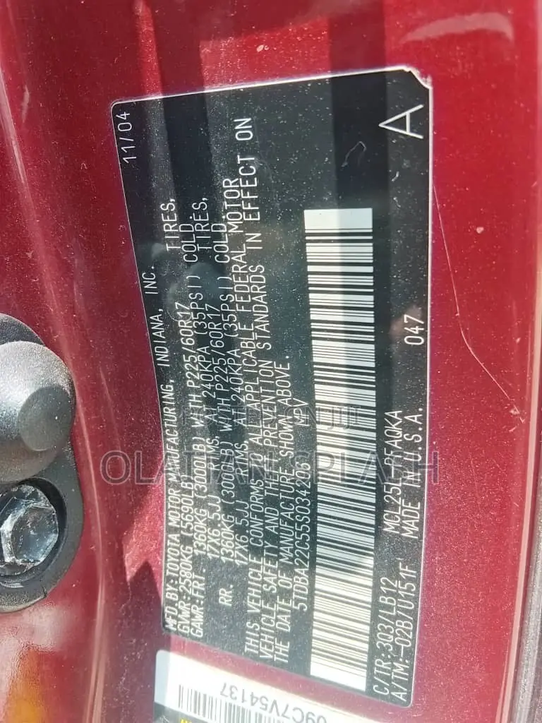 Toyota Sienna 2005 Red
