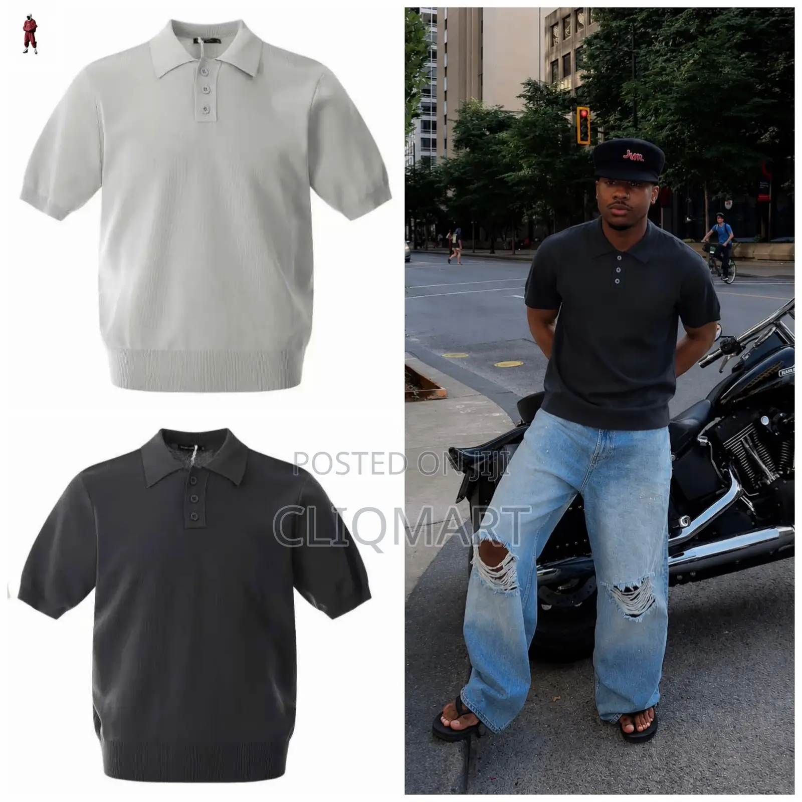 Premium Knit Polo Shirt (Short-Sleeve Casual Top)