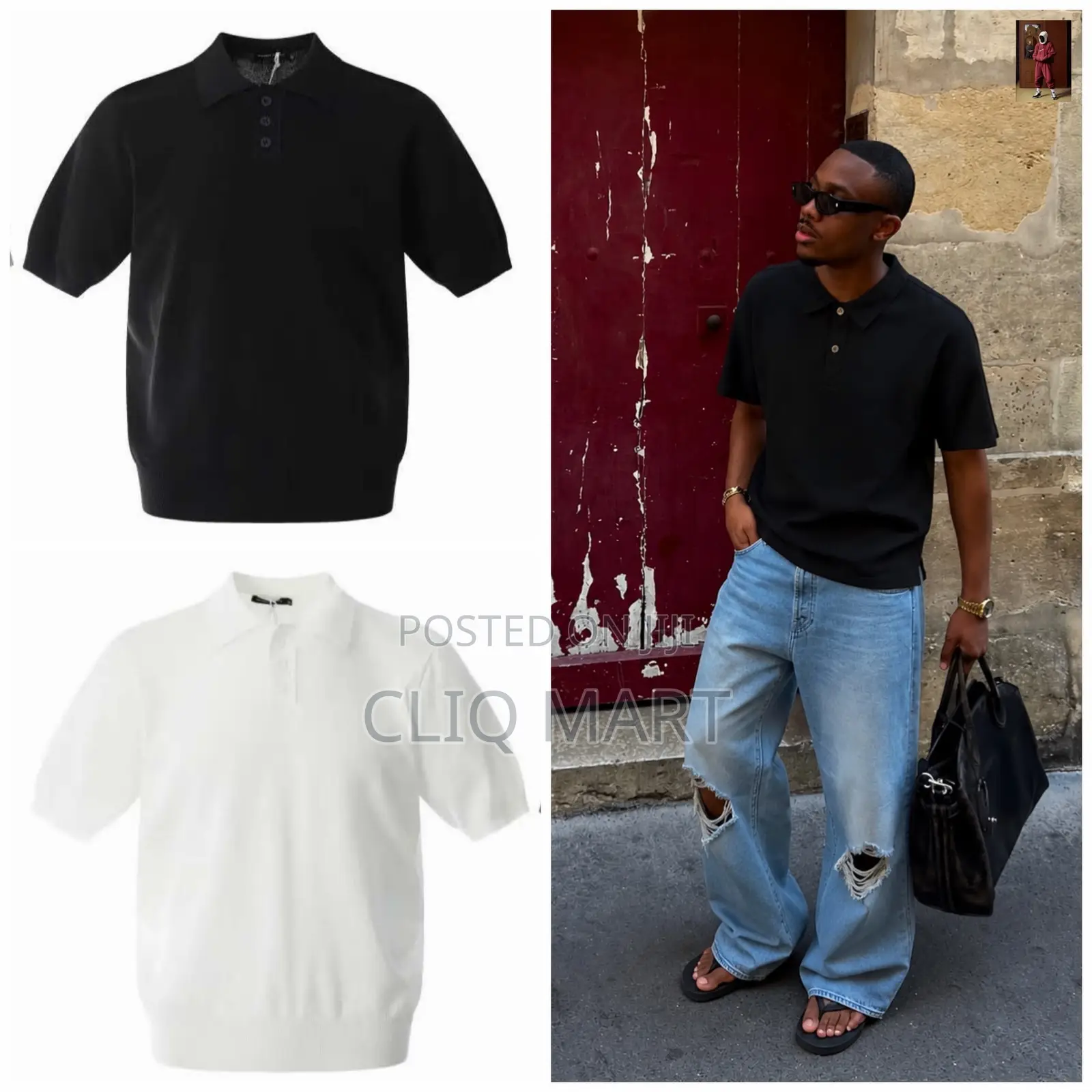 Premium Knit Polo Shirt (Short-Sleeve Casual Top)