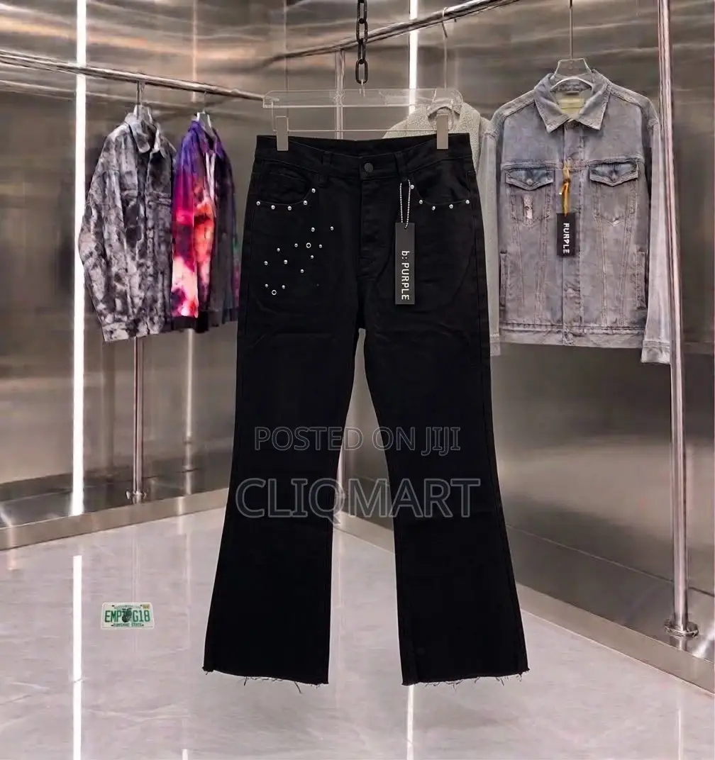 Premium Purple Designer Denim Jeans (Studded & Distressed)