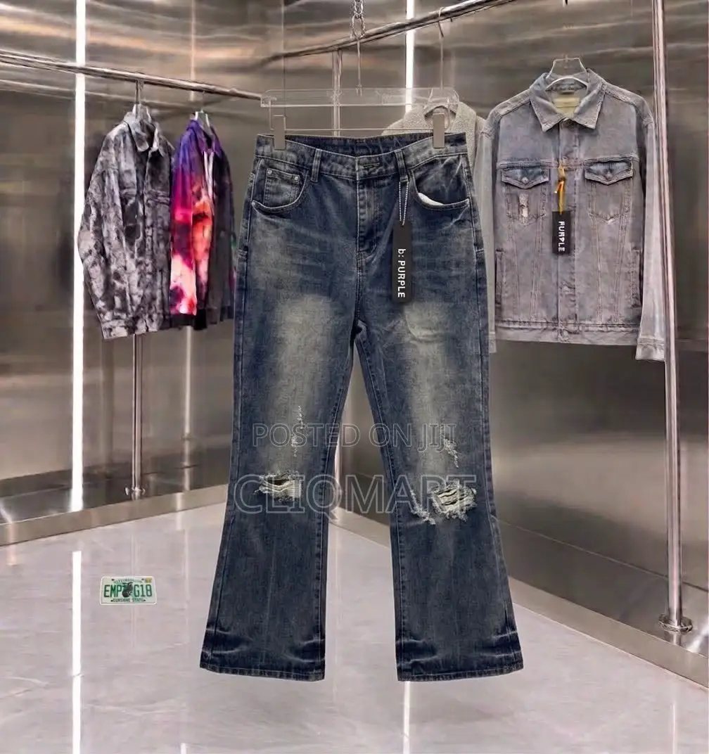 Premium Purple Designer Denim Jeans (Studded & Distressed)